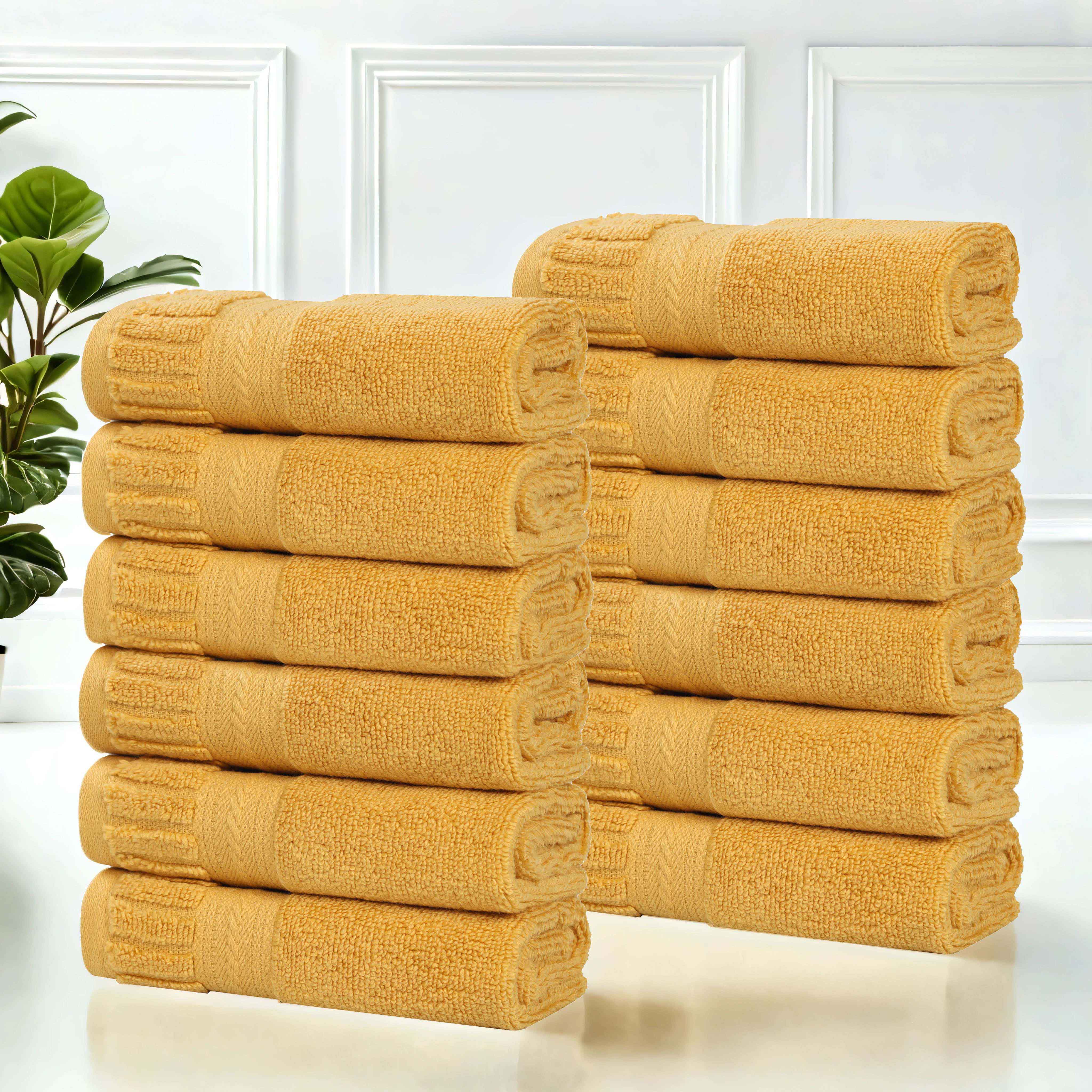 Premium Venice Zero Twist Cotton Face Towels - Soft & Absorbent Medium Weight Bath Towels, Set of 12 - Perfect for Spa, Gym & Luxury Bathroom Use