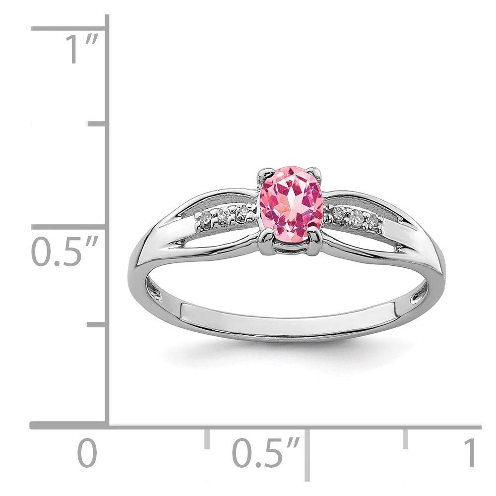 925 Sterling Silver Diamond & Pink Tourmaline Ring for Women - Elegant Fine Jewelry Gift for Her (Perfect for Anniversaries, Birthdays & Valentine's Day)