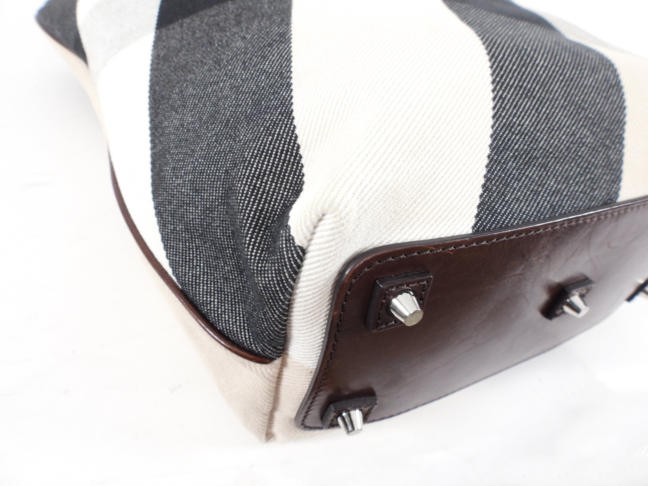 Burberry Giant Check Canvas Tote Bag with Brown Leather Trim - Stylish & Spacious Handbag for Work, Travel & Everyday Use