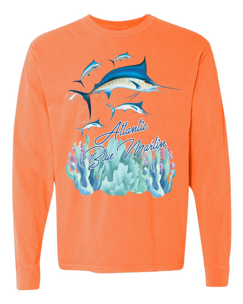 Wild Bobby Atlantic Blue Marlin Fish Nautical Long Sleeve T-Shirt | Vintage Washed Look | Beachwear & Fishing Apparel