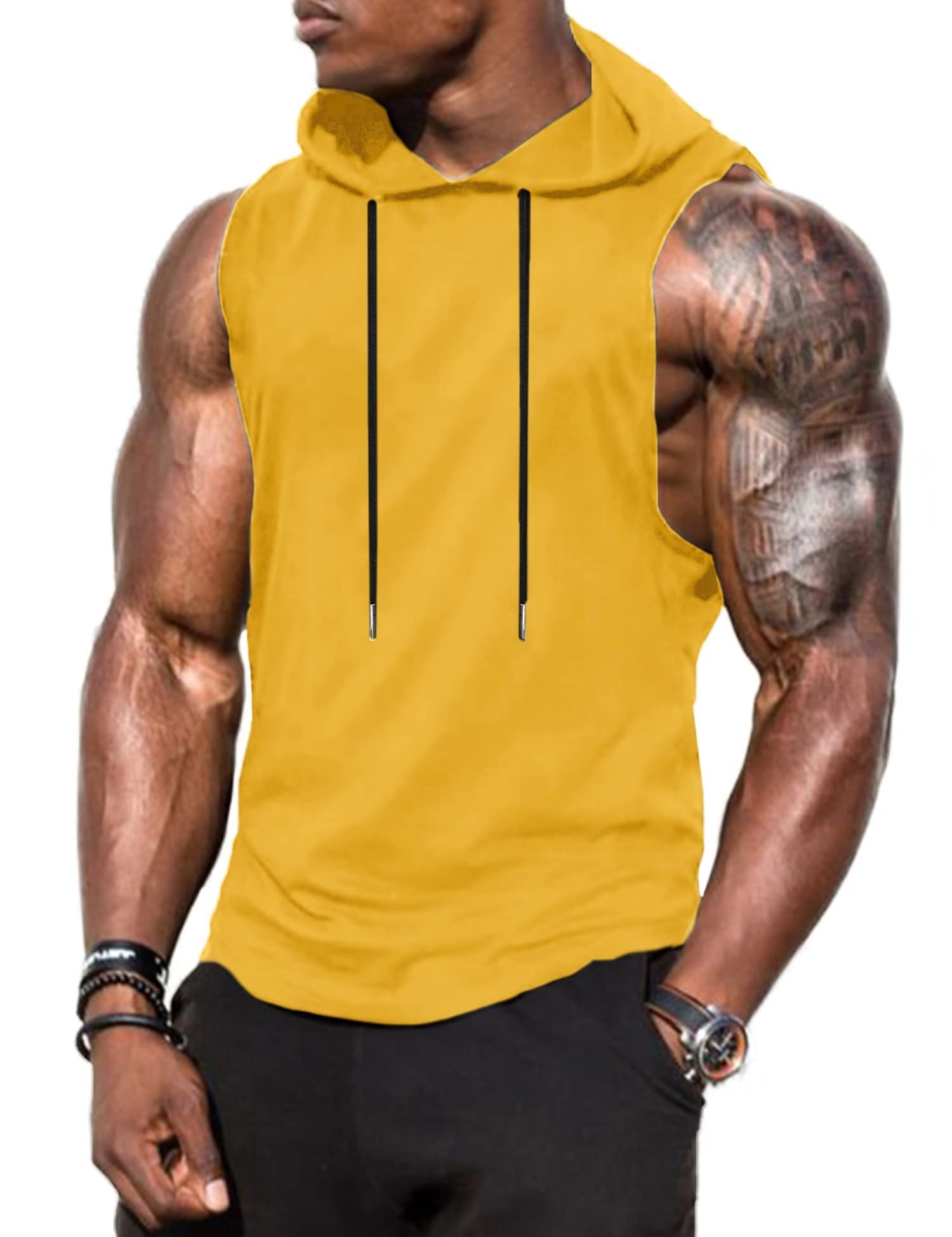 Babioboa Men's Workout Hooded Tank Top - Sleeveless Gym Hoodie for Bodybuilding & Training - Breathable Muscle Shirt for Running, Fitness & Outdoor Sports