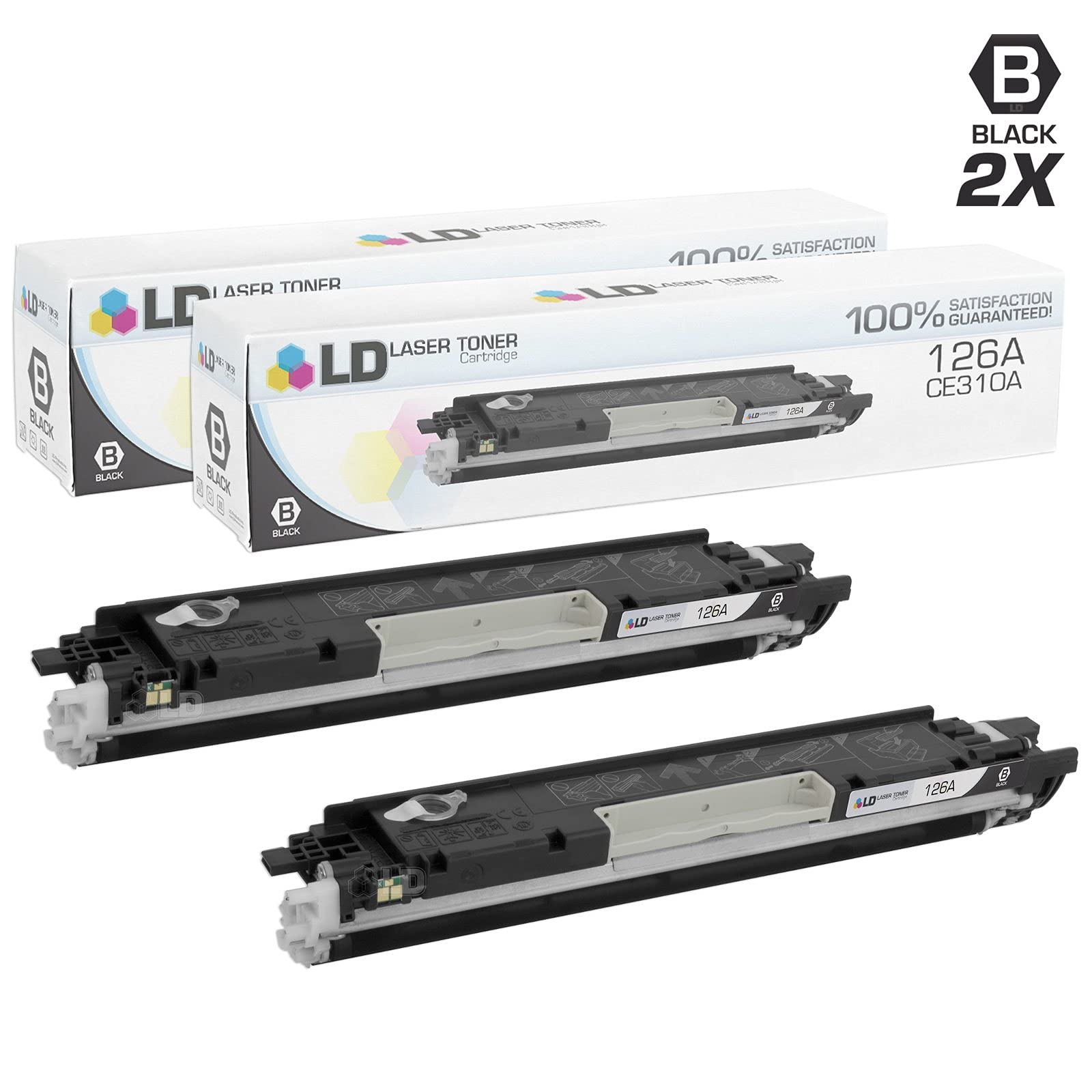 LD Products Remanufactured Black Toner Cartridge Replacement for HP 126A CE310A (2-Pack) - Compatible with HP LaserJet Pro MFP M125/M126/M127 Series & TopShot Pro M275 - Ideal for Home Office Printing & High-Volume Document Needs