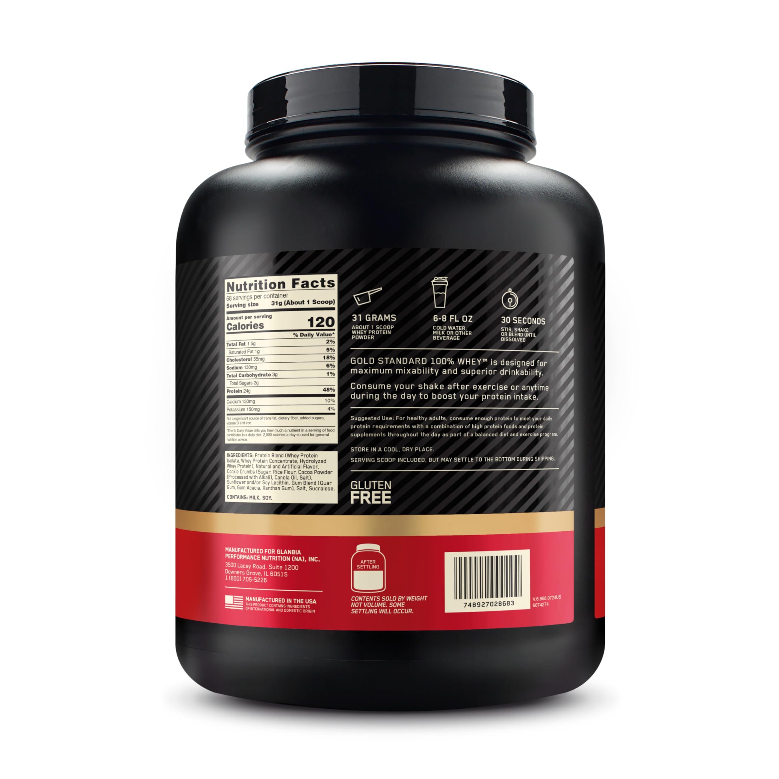 Optimum Nutrition Gold Standard 100% Whey Protein Powder - Cookies & Cream Flavor, 5lb Muscle Building Supplement for Post-Workout Recovery & Weight Management | Gym, Fitness & Bodybuilding Essential