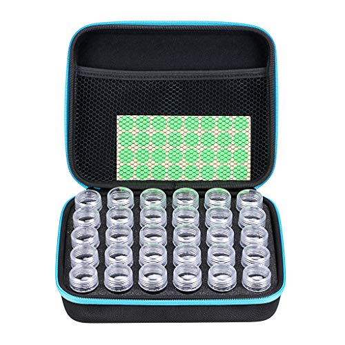 Diamond Painting Storage Case - 30 Bottles Embroidery & Jewelry Bead Organizer Box for DIY Crafts, Sewing Pills & Accessories (Blue) | Perfect for Art Projects, Travel & Home Organization