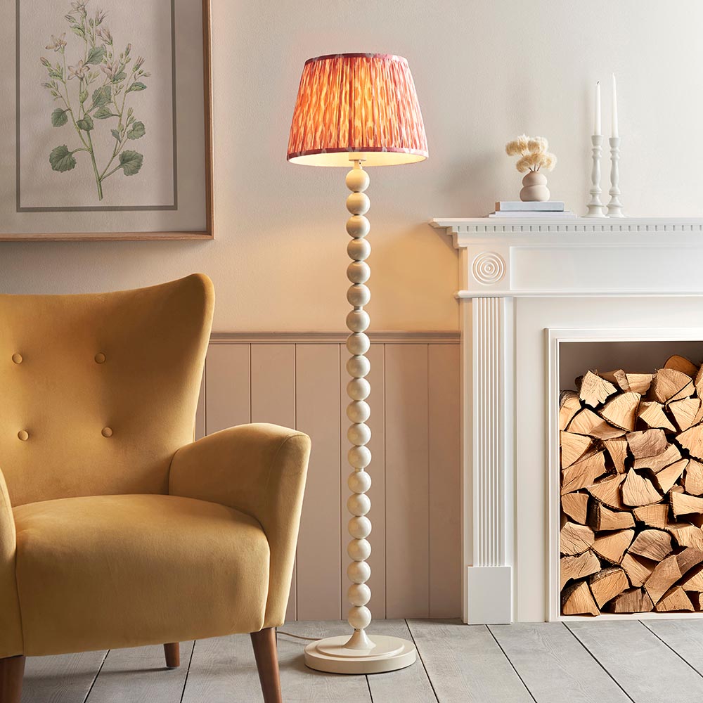 Auralis Ikat Floor Lamp with E27 Socket - Modern Handwoven Design for Living Room, Bedroom & Office Lighting