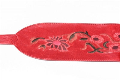 Handmade Embroidered Genuine Leather Belt for Men & Women - Stylish Red Waist Belt for Casual & Formal Outfits - Perfect for Jeans, Dresses & Office Wear
