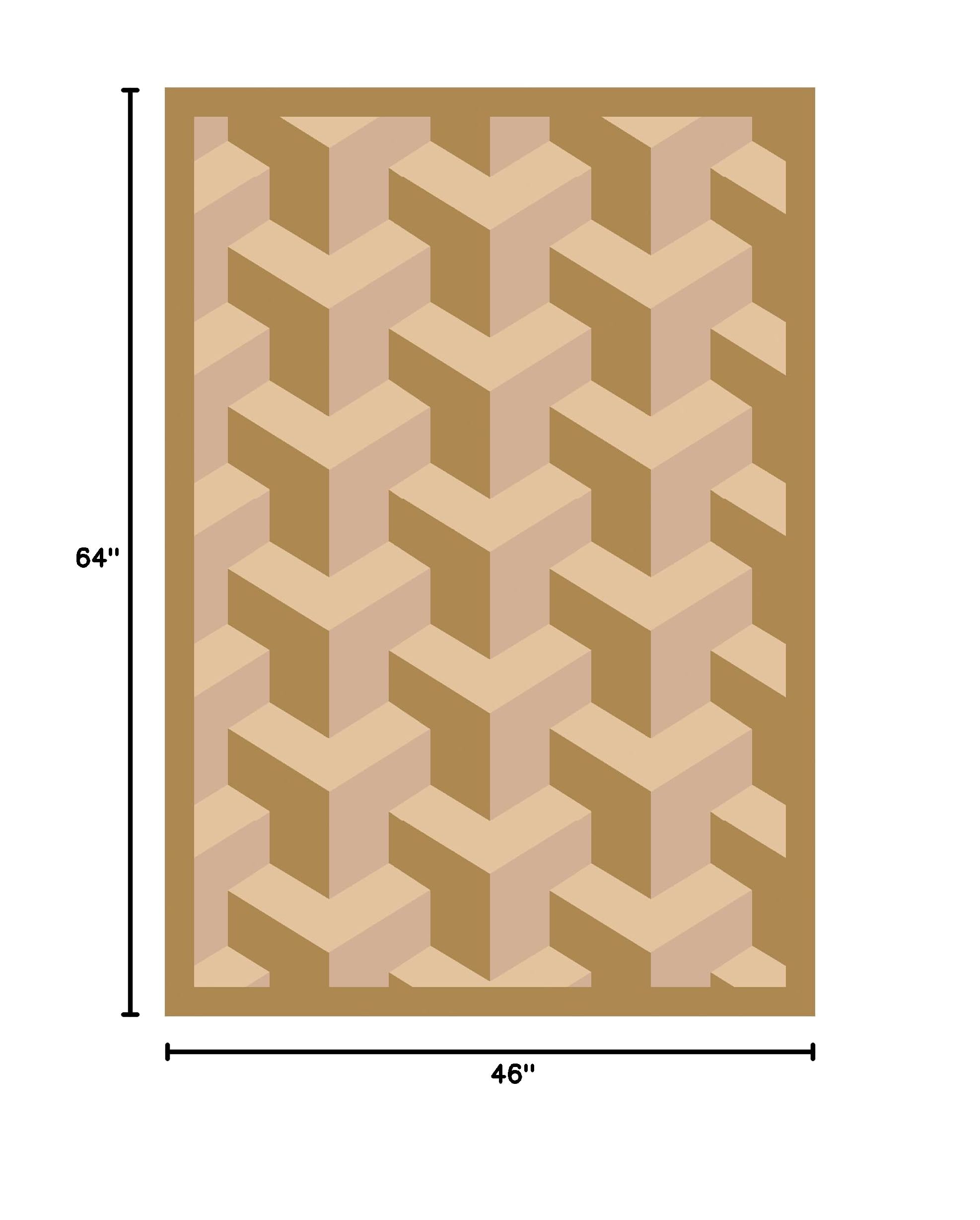 Joy Carpets Kaleidoscope Rooftop Whimsical Beige Area Rugs - Soft Non-Slip Kids Playroom & Nursery Rug for Home Decor
