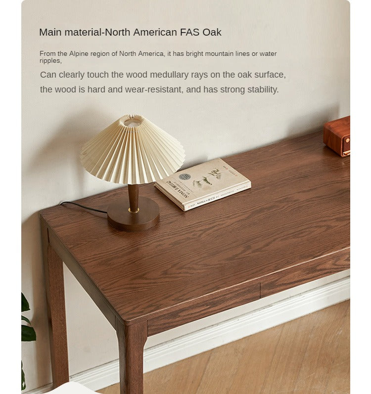 Solid Oak Wood Office Desk in Walnut Finish - Stylish & Durable Workspace Solution for Home Office, Study Room or Business
