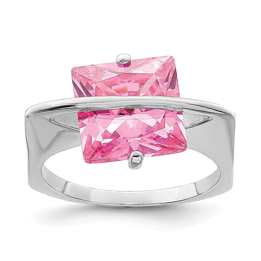 925 Sterling Silver Pink Cubic Zirconia CZ Ring for Women - Elegant Fine Jewelry Gift for Her - Perfect for Anniversaries, Birthdays & Special Occasions