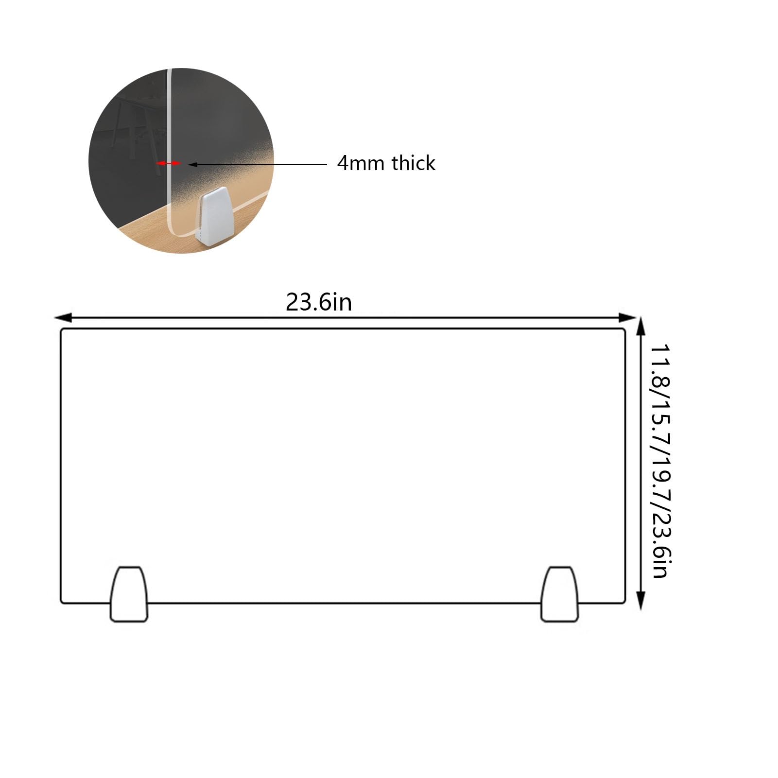 Frosted Acrylic Desk Partition - 23.6