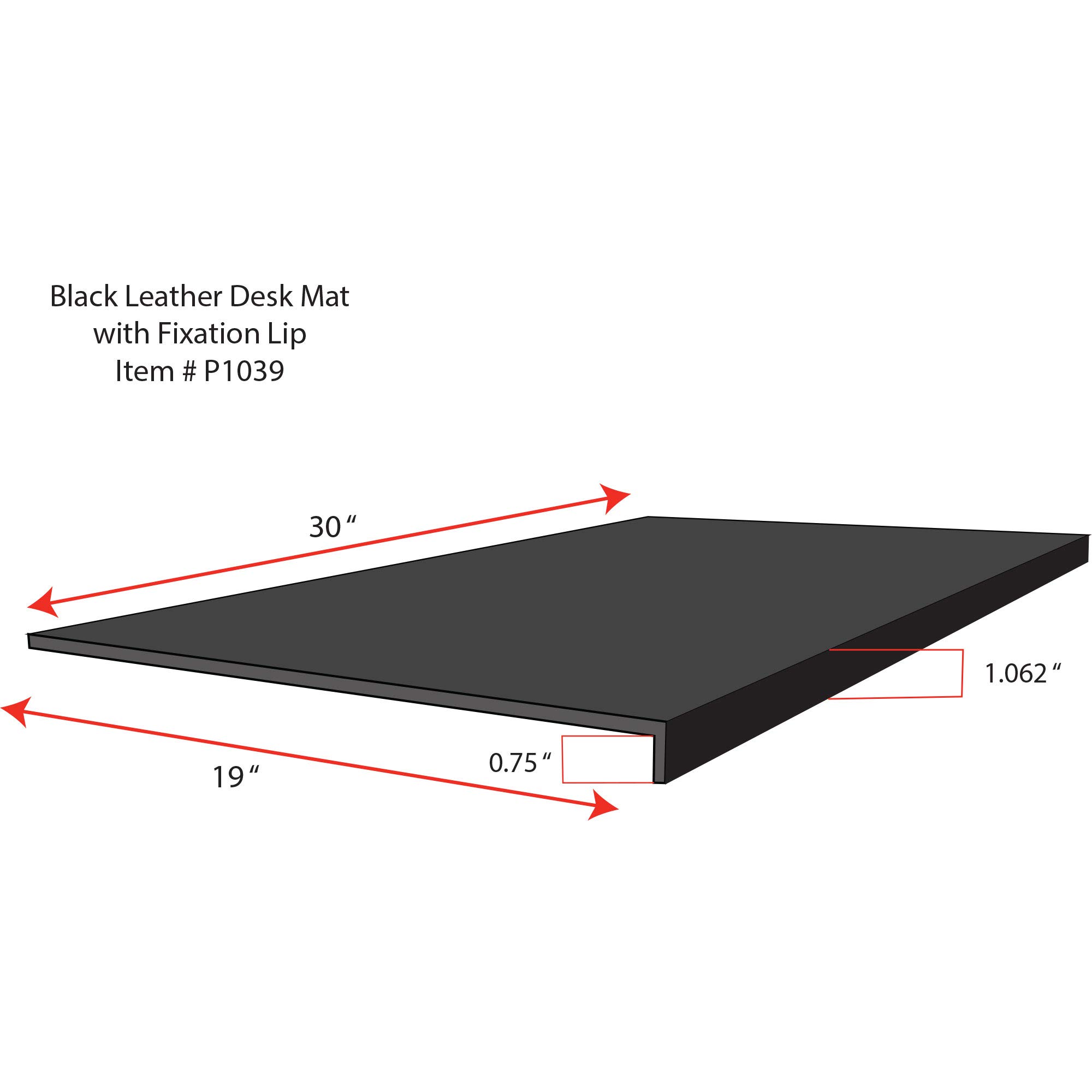 Premium Black Leather Desk Mat 30x19 Inches - Non-Slip Work Surface with Fixation Lip for Office, Gaming & Home Workspace - Protects Desks from Scratches & Spills