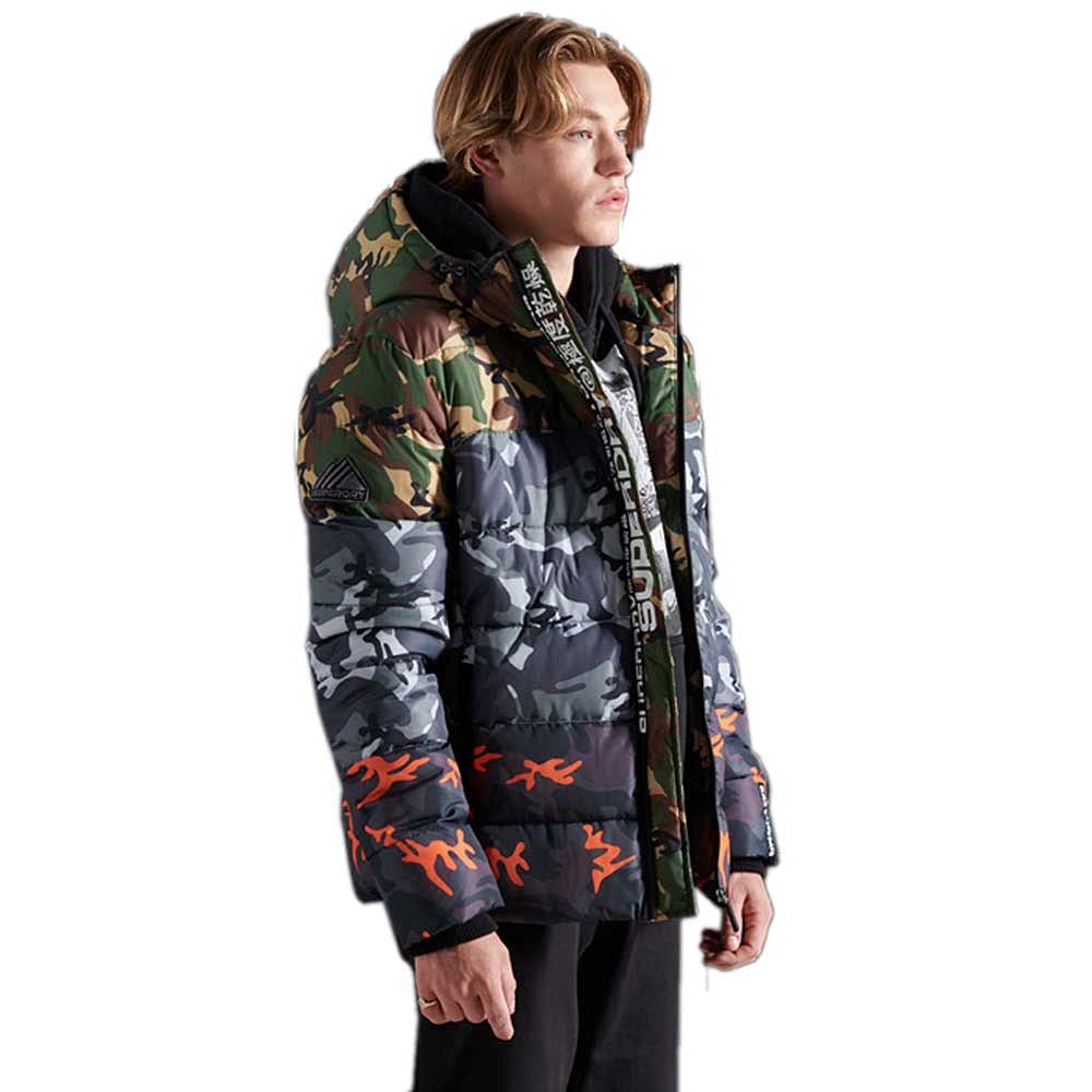 Superdry Men's Camo Mix Sports Puffer Jacket - Lightweight Winter Coat for Outdoor Activities, Hiking & Urban Fashion