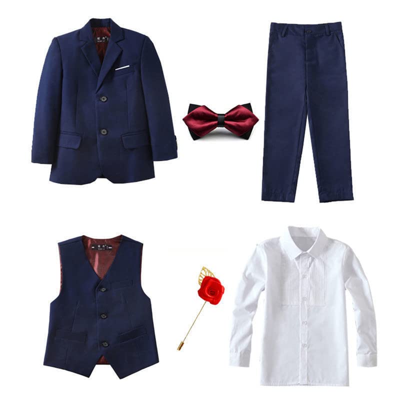 6-Piece Boys Formal Suit Set - Lightweight Kids Blazer & Dress Pants for Weddings, Parties & School Events