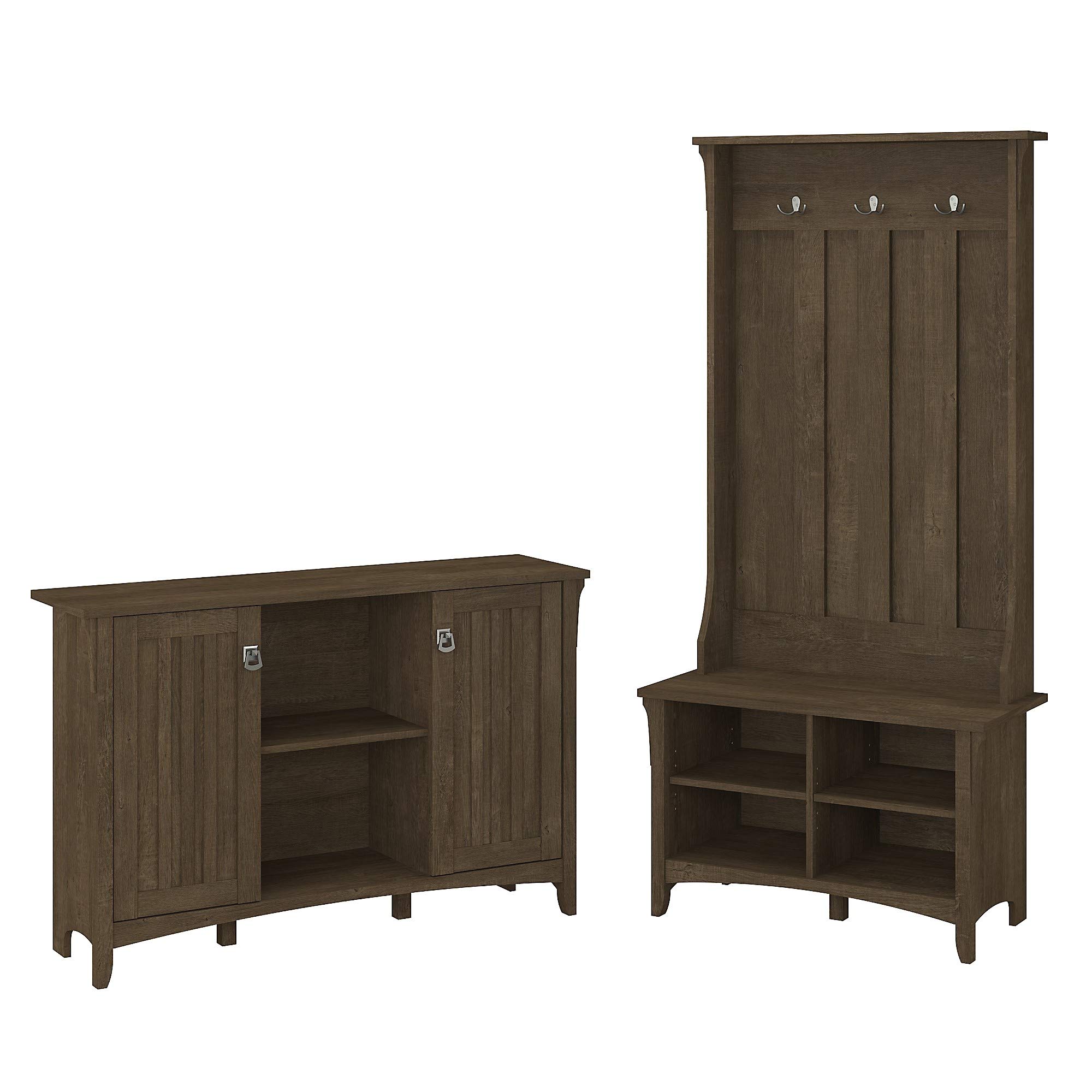 Bush Furniture Salinas Entryway Storage Set - Hall Tree, Shoe Bench & Accent Cabinet in Ash Brown | Perfect for Small Spaces, Entryway Organization & Home Decor