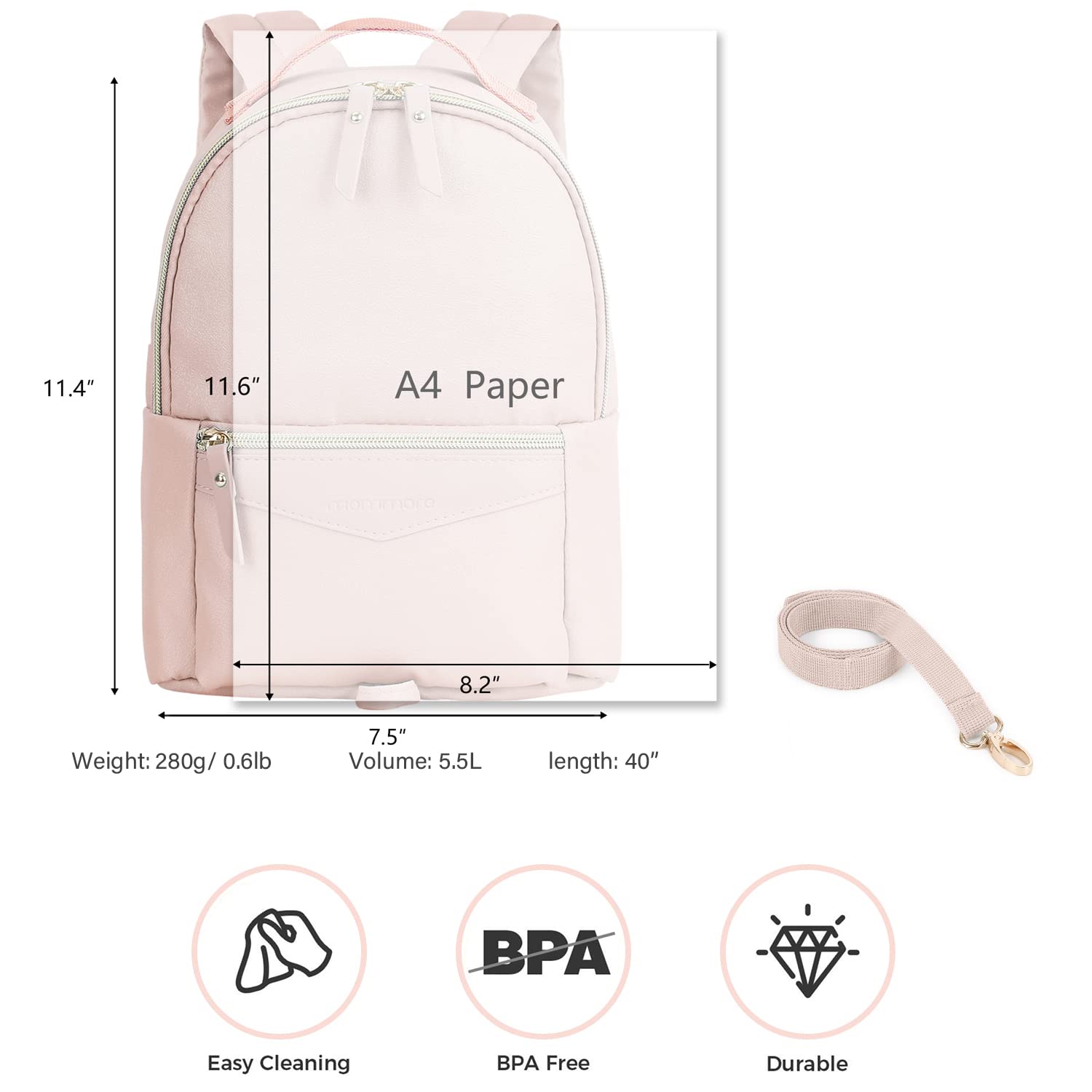 Mommore Stylish Toddler Backpack with Safety Leash - Cute Kids Travel Backpack for Boys & Girls - Perfect for Daycare, Airplane Travel & Outdoor Adventures