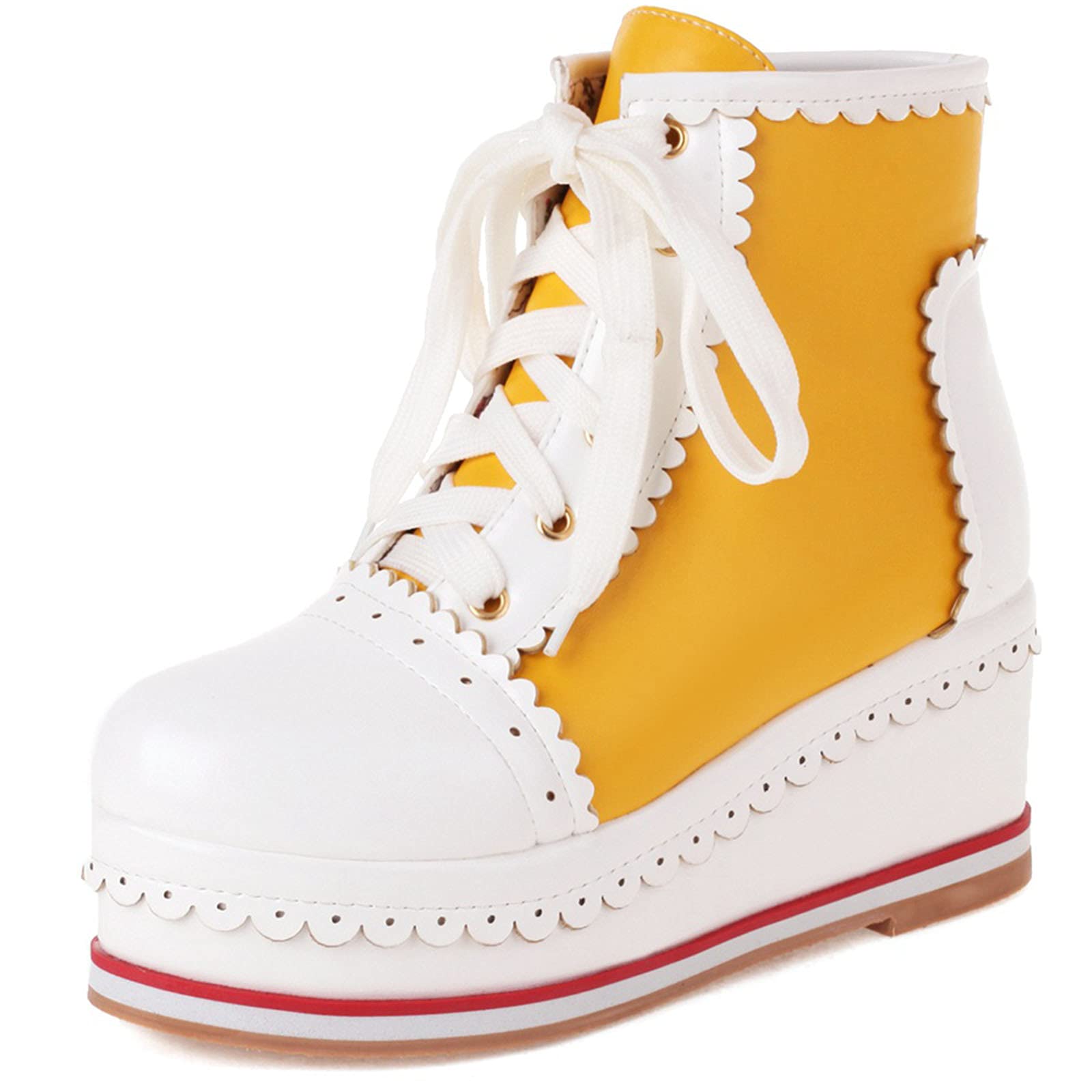 SaraIris Women's Cute Lolita Platform Boots - Lace Up Chunky High Heels Cosplay Shoes, Brogue Sneakers & Wedge Ankle Boots for Gothic Fashion, Kawaii Outfits & Costume Parties