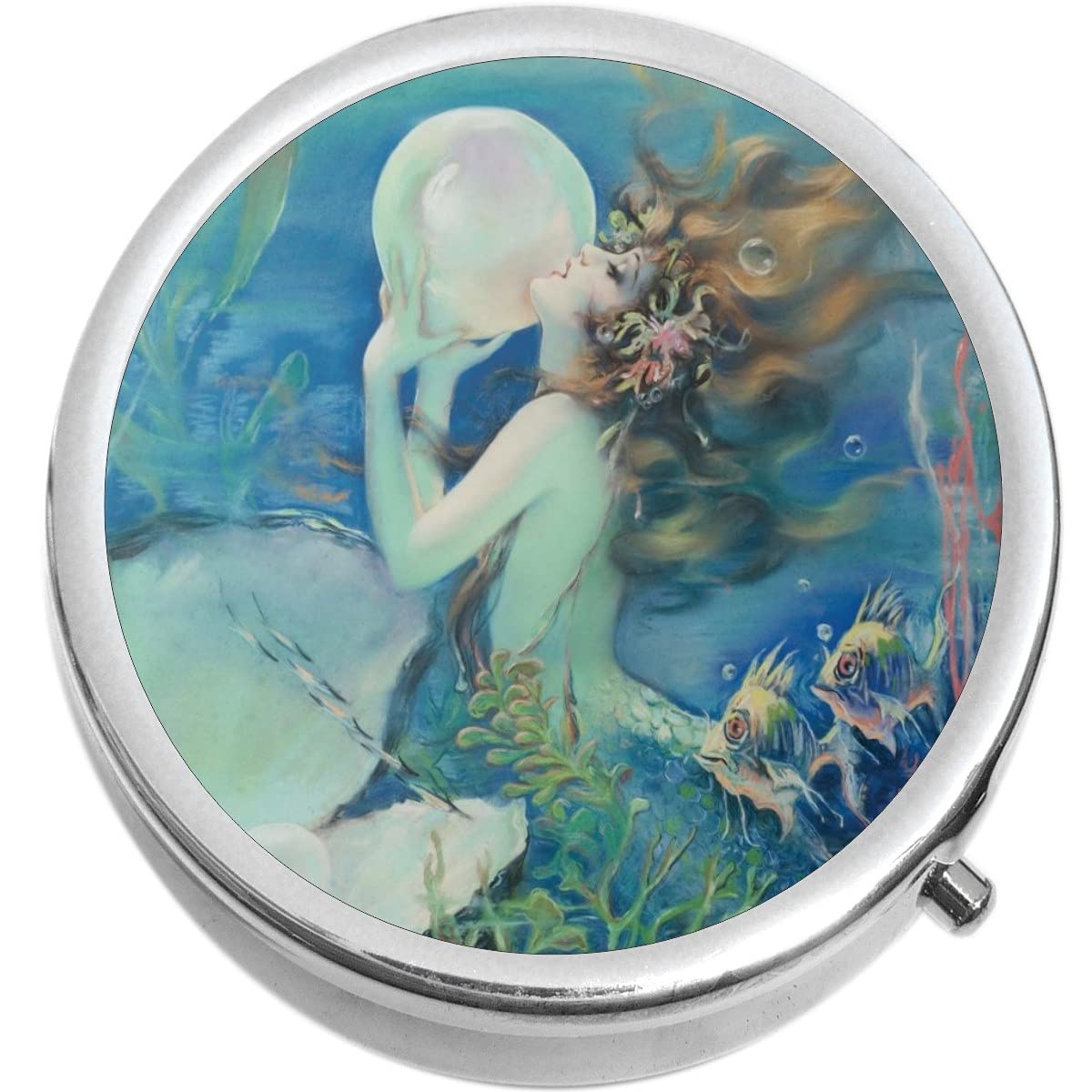 Vintage Mermaid Pearl Pill Box - Compact Medicine Organizer for Travel, Home & Daily Use - Perfect for Pills, Vitamins and Jewelry Storage