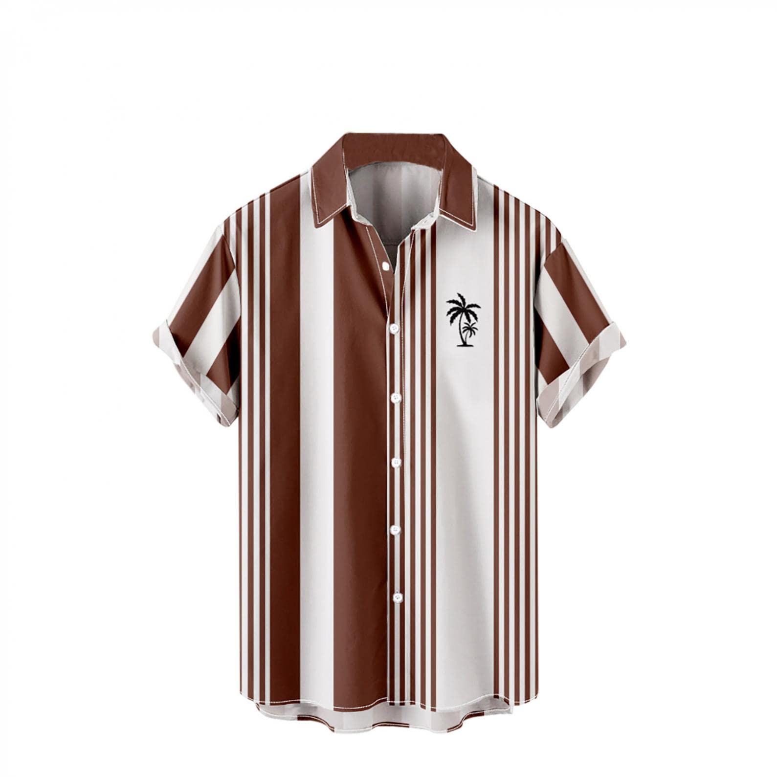 Vintage Cuban Style Bowling Shirt for Men - Retro Casual Short Sleeve Button Down Camp Shirt | Perfect for Summer Outings, Beach Parties & Casual Wear