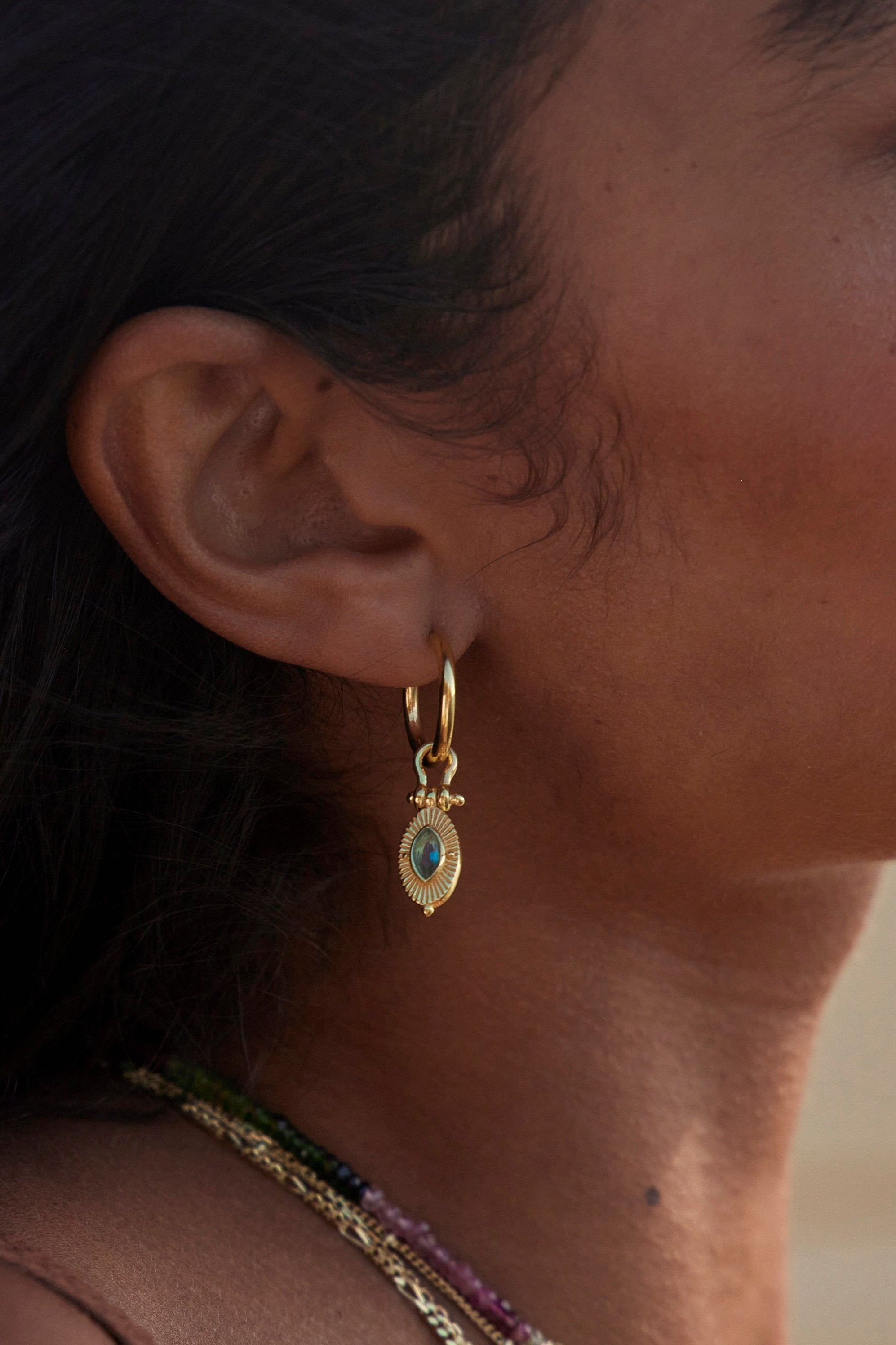 Radiance Moonstone Gold Hoop Earrings for Women - Elegant Dainty Jewelry for Everyday Wear & Special Occasions