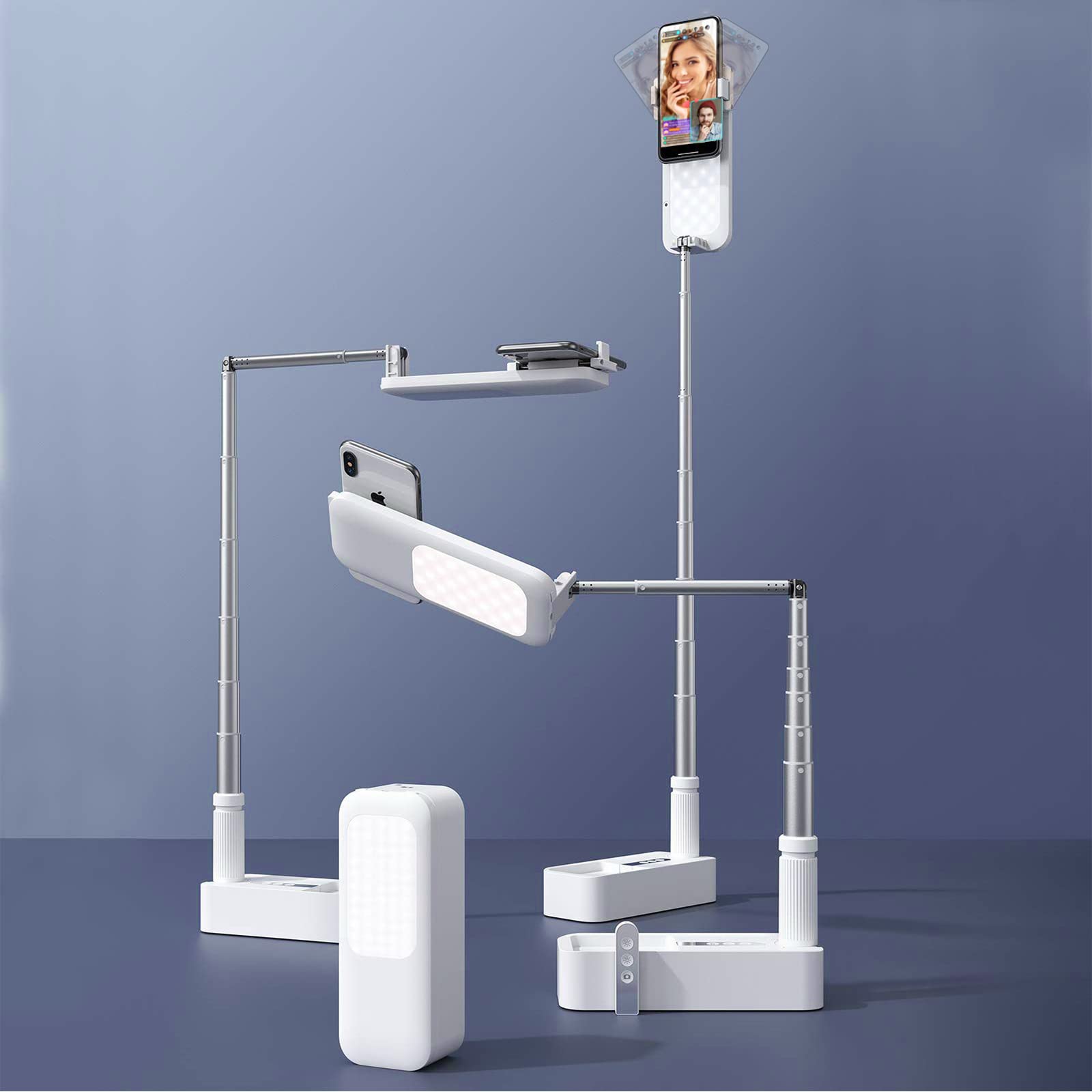 360° Rotating Extendable Selfie Stick with Phone Holder & Controller for iPhone/Android - Rechargeable LED Light for Live Streaming, TikTok Videos, Photography & Video Recording | Perfect for Vloggers, Content Creators & Social Media Enthusiasts