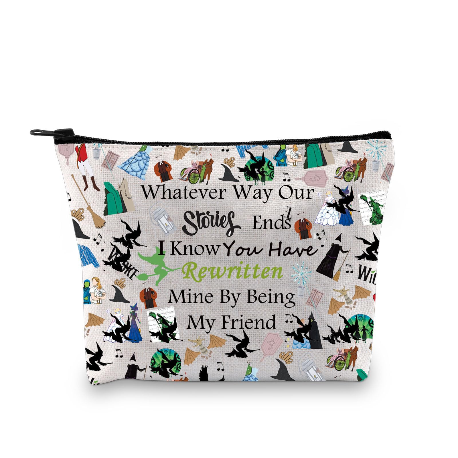 JYTAPP Disney Villains Themed Musical Makeup Bag - Witch Cosmetics Pouch with Zipper for Fans, Perfect Gift for Wicked Musical Lovers (Great for Travel, Theater & Halloween Accessories)