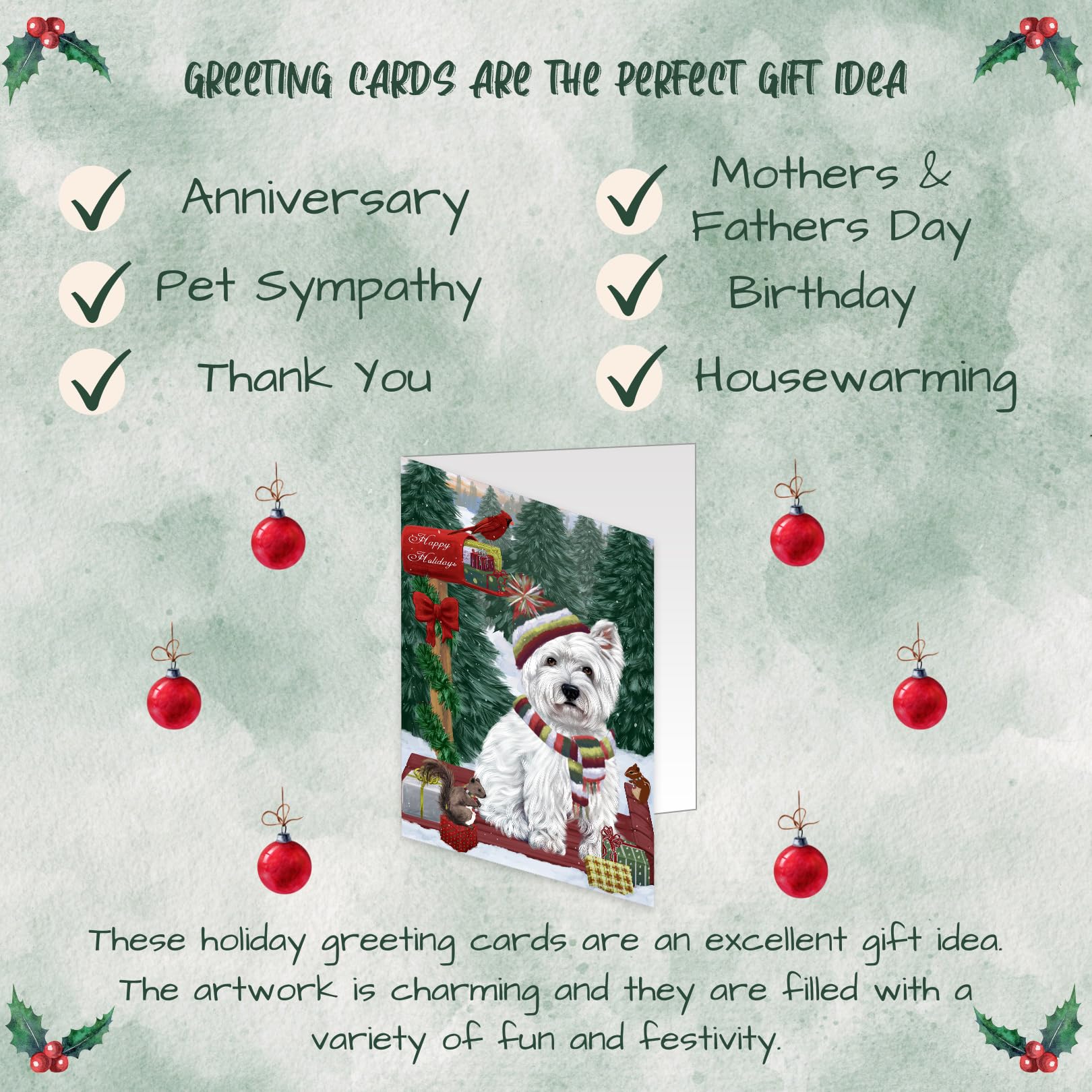 Merry Christmas Woodland Sled West Highland Terrier Dog Greeting Cards - 10 Adorable Pet Invitation Cards with Envelopes - Festive Holiday Pet Artwork for Christmas Wishes (Perfect for Pet Lovers, Holiday Mailings & Seasonal Decor)