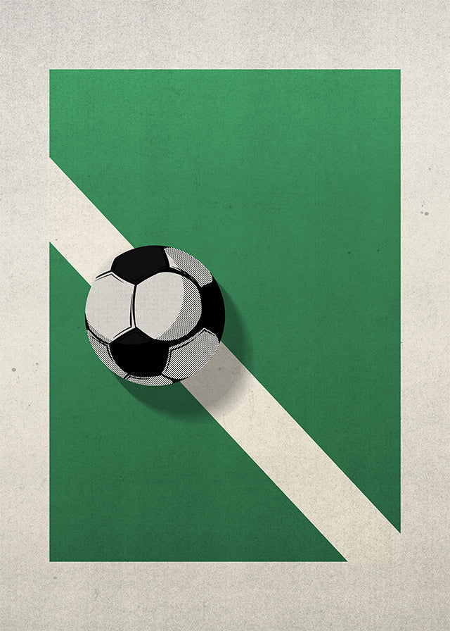 Abstract Football on Pitch Print - Modern Soccer Wall Art for Home & Office Decor - Perfect for Sports Fans & Game Room