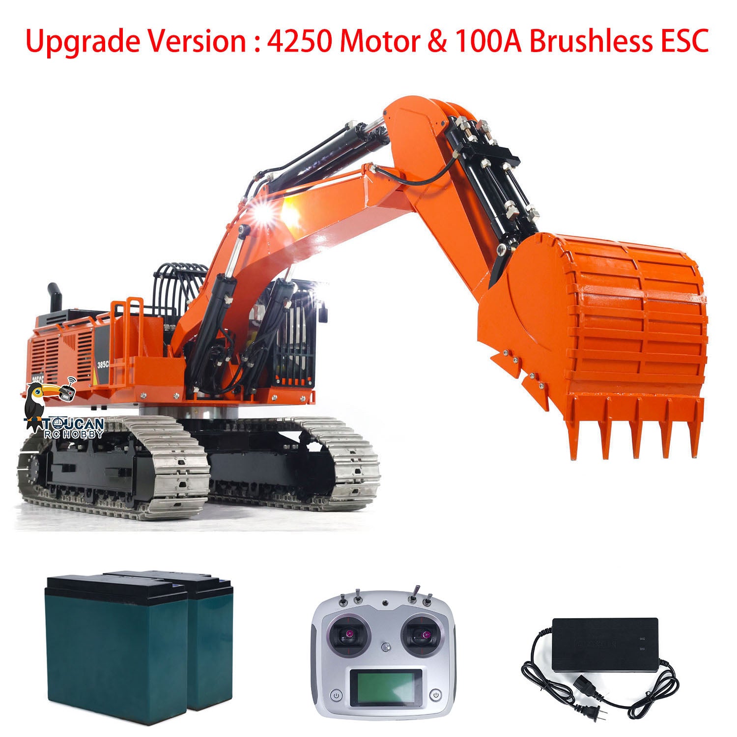 1/8 Scale 385CF Hydraulic RC Excavator - Metal Construction Remote Control Toy with ESC & Servo Motor (Ready to Run, Pre-Assembled & Painted) - Perfect for Construction Enthusiasts, RC Hobbyists & Outdoor Play