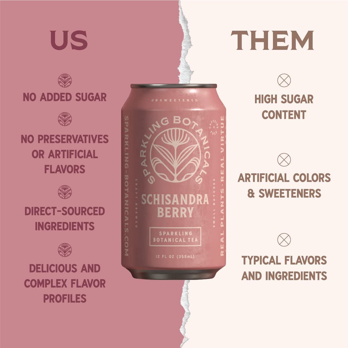 Organic Schisandra Berry Sparkling Botanicals Water - Unsweetened, Zero Sugar, Caffeine Free, Real Plants | Virtus Botanicals | 12 oz (Pack of 12) | Refreshing Healthy Drink for Hydration, Wellness & Relaxation