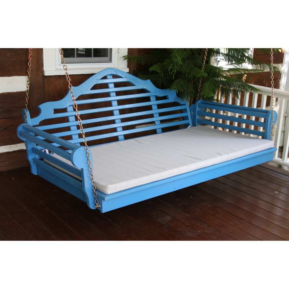 A & L Furniture 421-CYP 4' Canary Yellow Pine Marlboro Swing Bed - Outdoor Patio Lounger for Relaxing in Garden, Backyard or Poolside