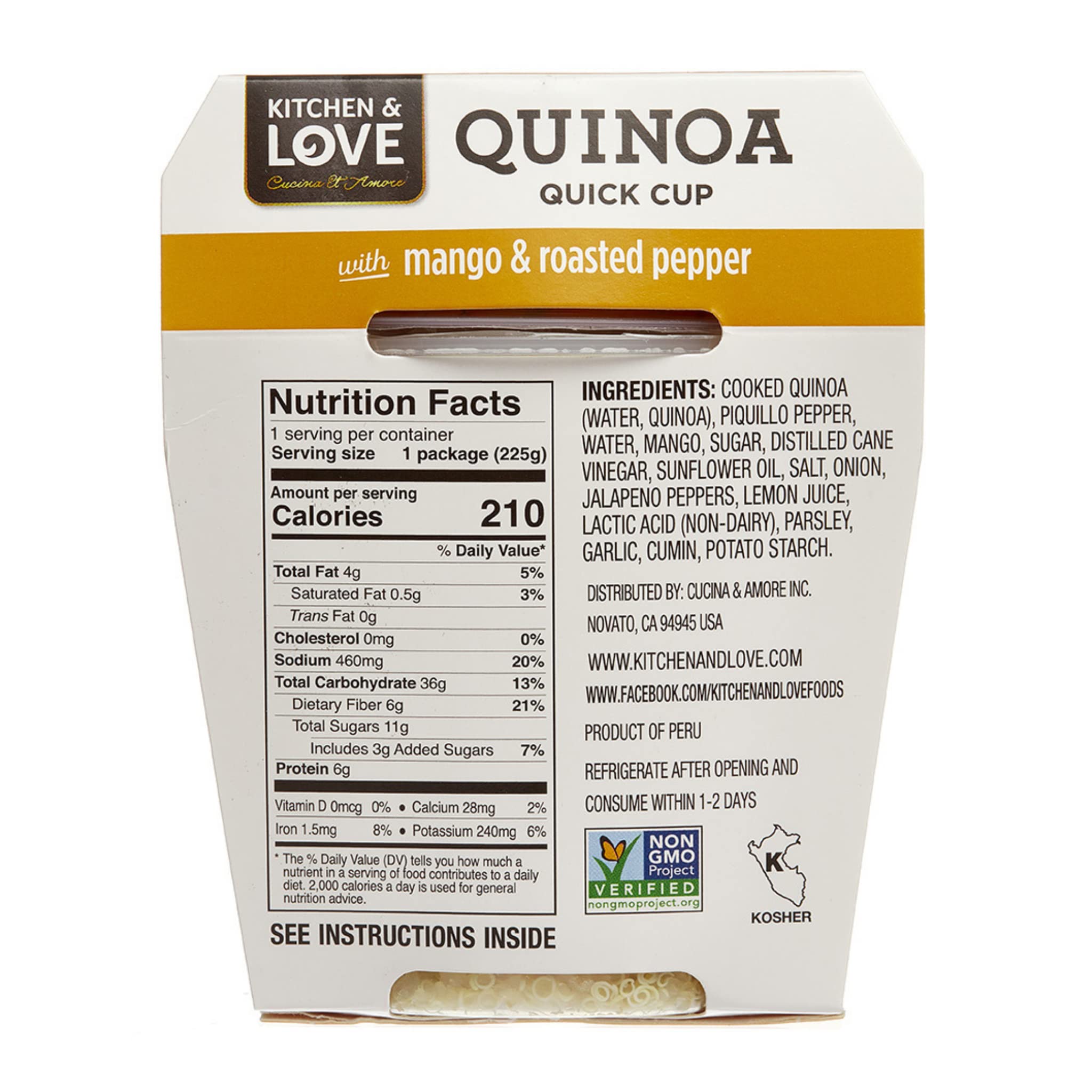 Organic Quinoa Quick Cups - Mango & Roasted Peppers (6-Pack) | Healthy Microwaveable Meals | Perfect for Office Lunch, Camping & Quick Dinners