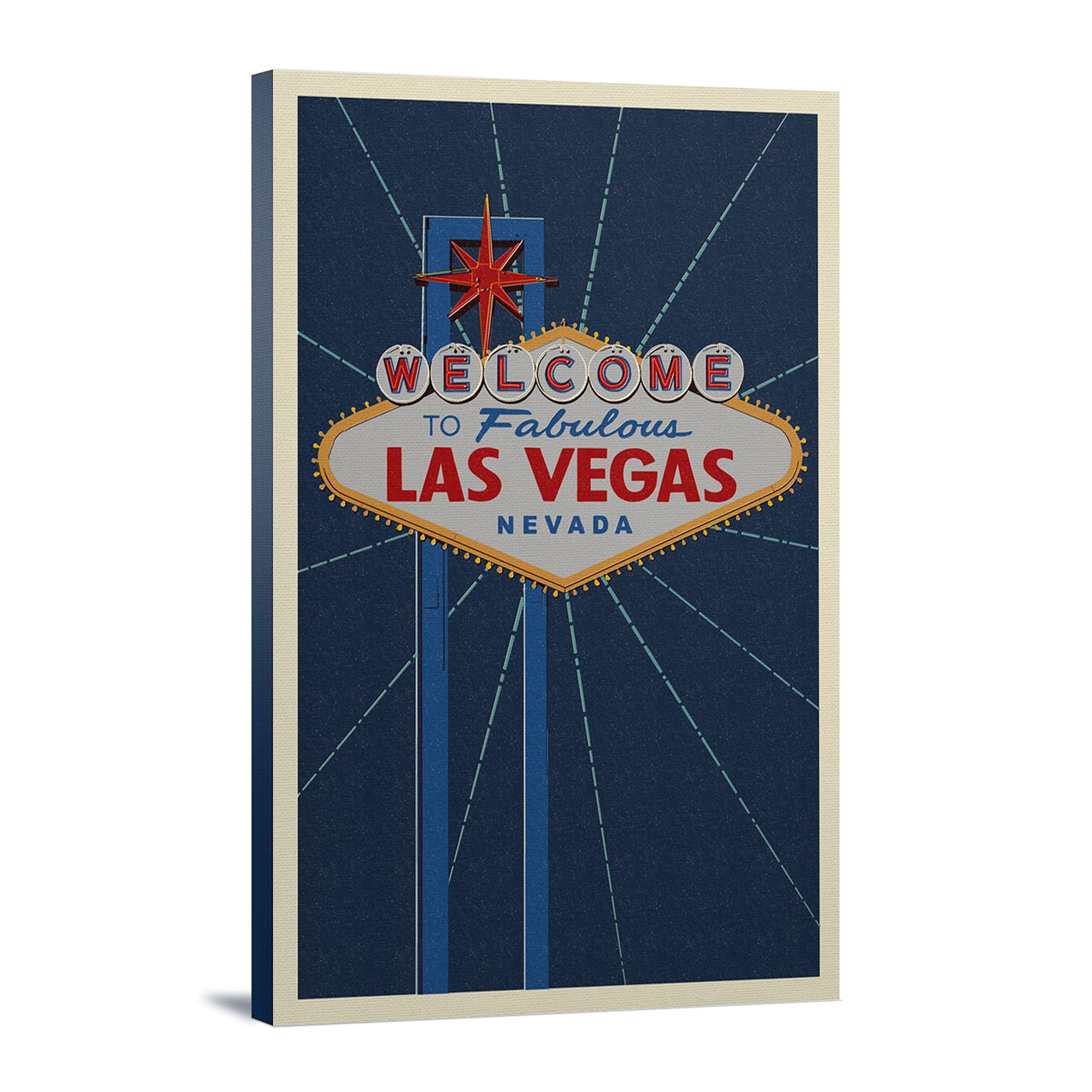 Welcome to Las Vegas Sign - Vintage Letterpress Art Print - 16x24 Wrapped Canvas Wall Decor - Retro Nevada Travel Souvenir - Perfect for Home, Office & Casino Themed Decor