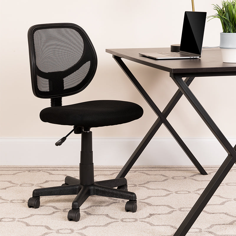 Ergonomic FLASH Neri Low Back Mesh Office Chair with Swivel Base & Curved Square Back - Breathable Mesh Task Chair for Home Office, Gaming & Workspaces