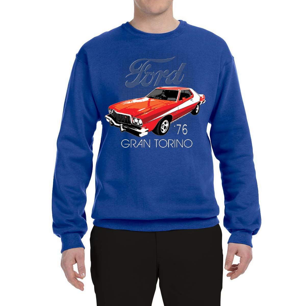 Wild Bobby Ford '76 Gran Torino Vintage Car Graphic Sweatshirt - Unisex Crewneck Pullover - Retro Automotive Tee for Men & Women - Perfect for Car Enthusiasts, Casual Wear, and Vintage-Themed Events