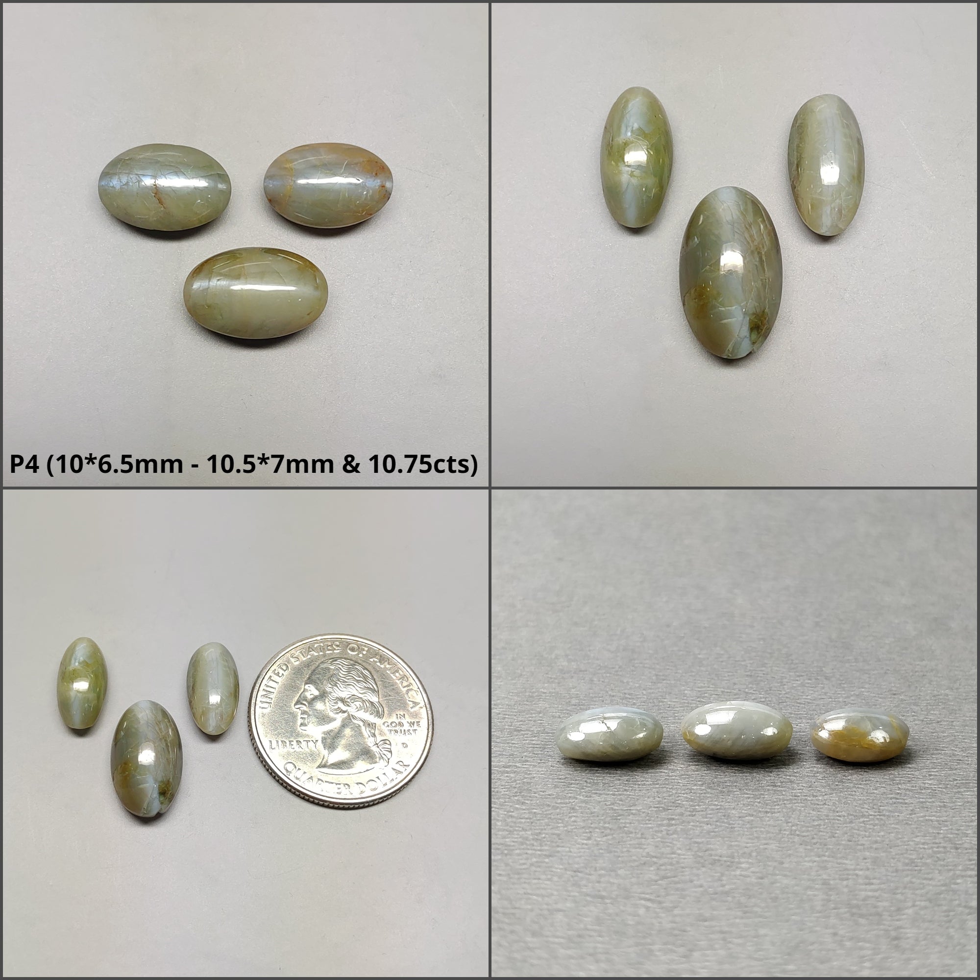 Natural Untreated Chrysoberyl Cat's Eye Gemstone Cabochon - Round & Oval Shapes (1pc, 2pcs, 3pcs) | Healing Crystal for Jewelry Making, Meditation & Energy Work