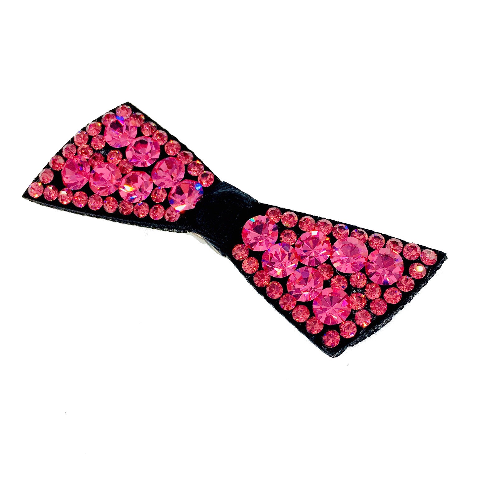 Swarovski Crystal Bow Knot Hair Clip - Elegant Acrylic Black Base with Hot Rose Pink Crystals | Perfect for Weddings, Parties & Everyday Glamour