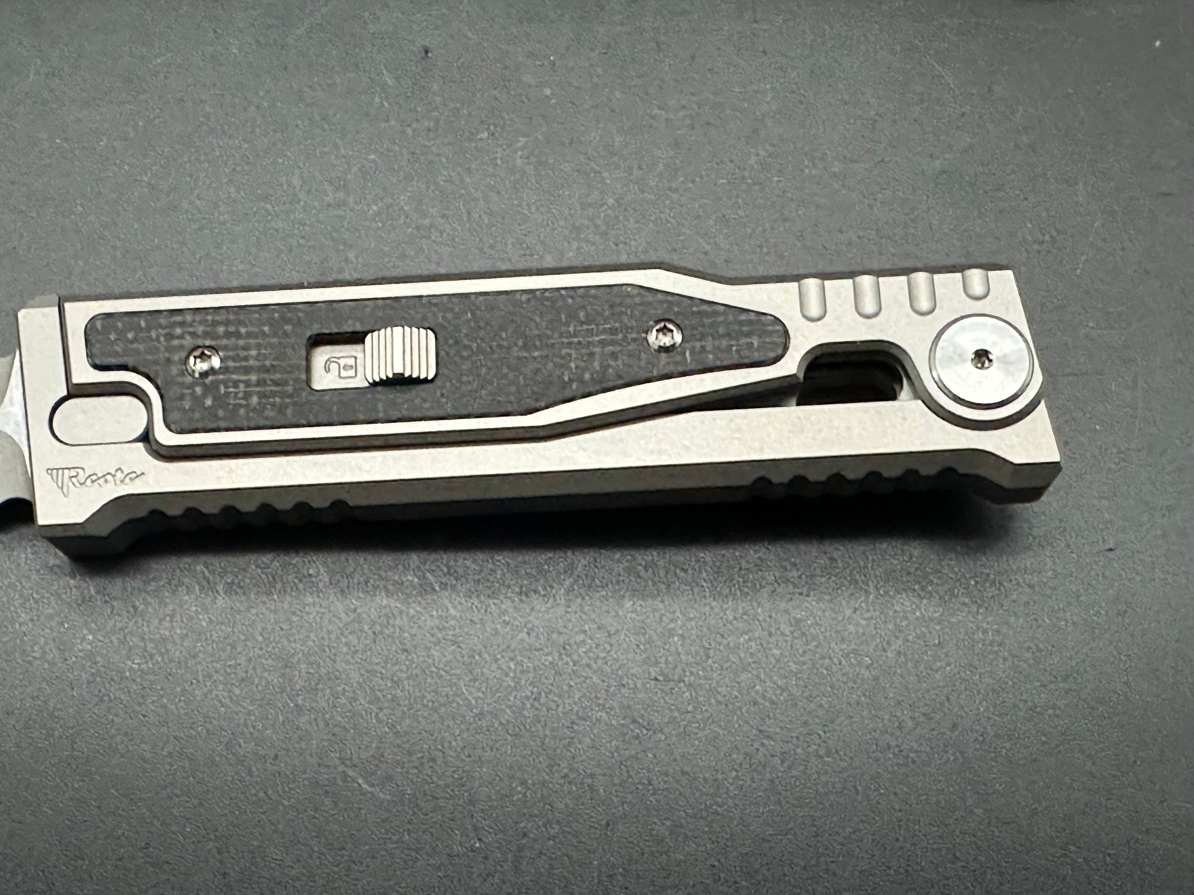 REATE EXO-M 2 Folding Knife with Lock, Black Micarta Inlay Handle, ELMAX Double Edge Blade - EDC, Outdoor, Camping & Survival Gear