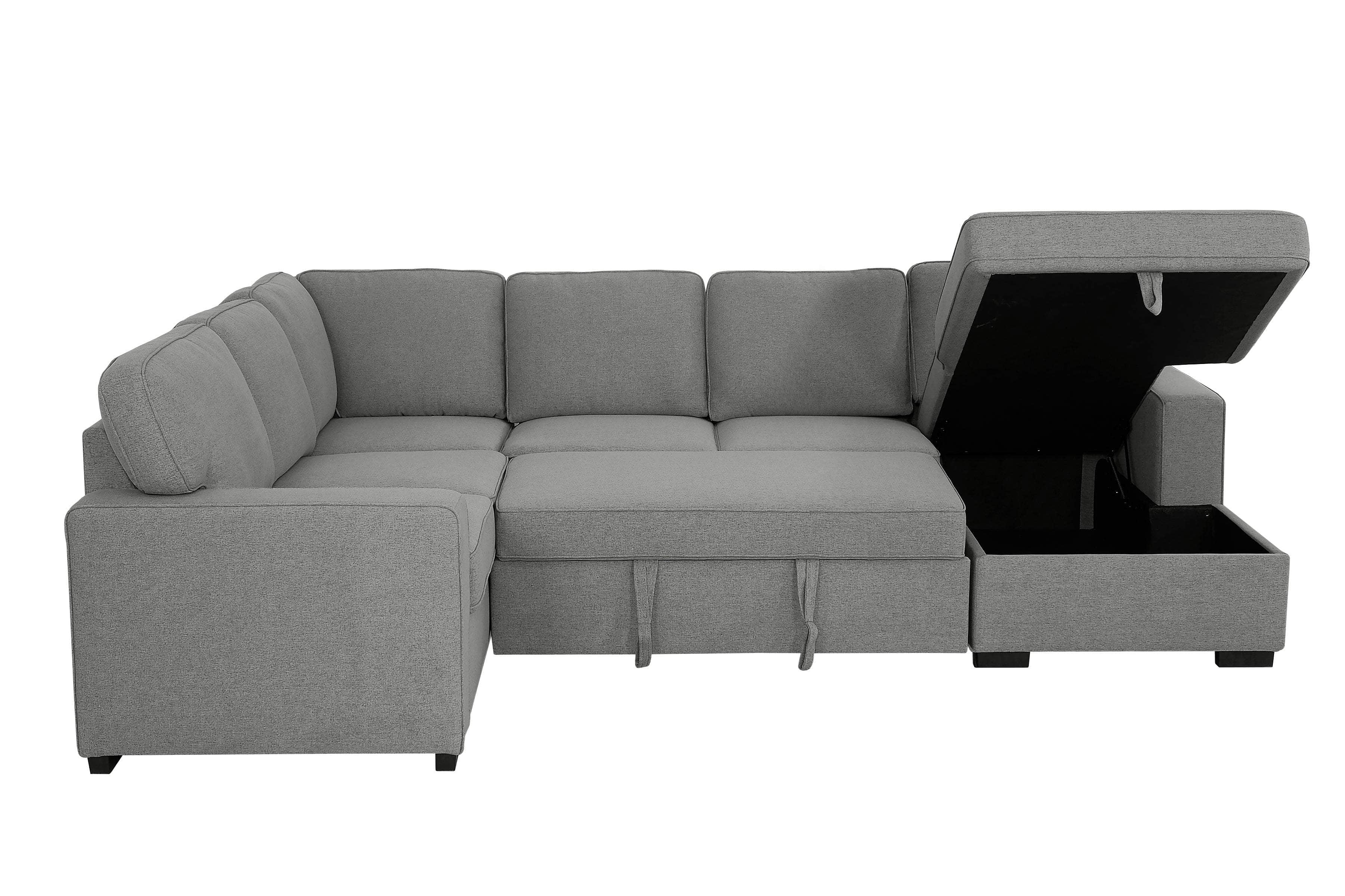 Santa Cruz Large Modular Sleeper Sectional Sofa Bed with Storage Chaise in Dark Grey - Convertible L-Shaped Couch for Living Room, Guest Room & Small Spaces