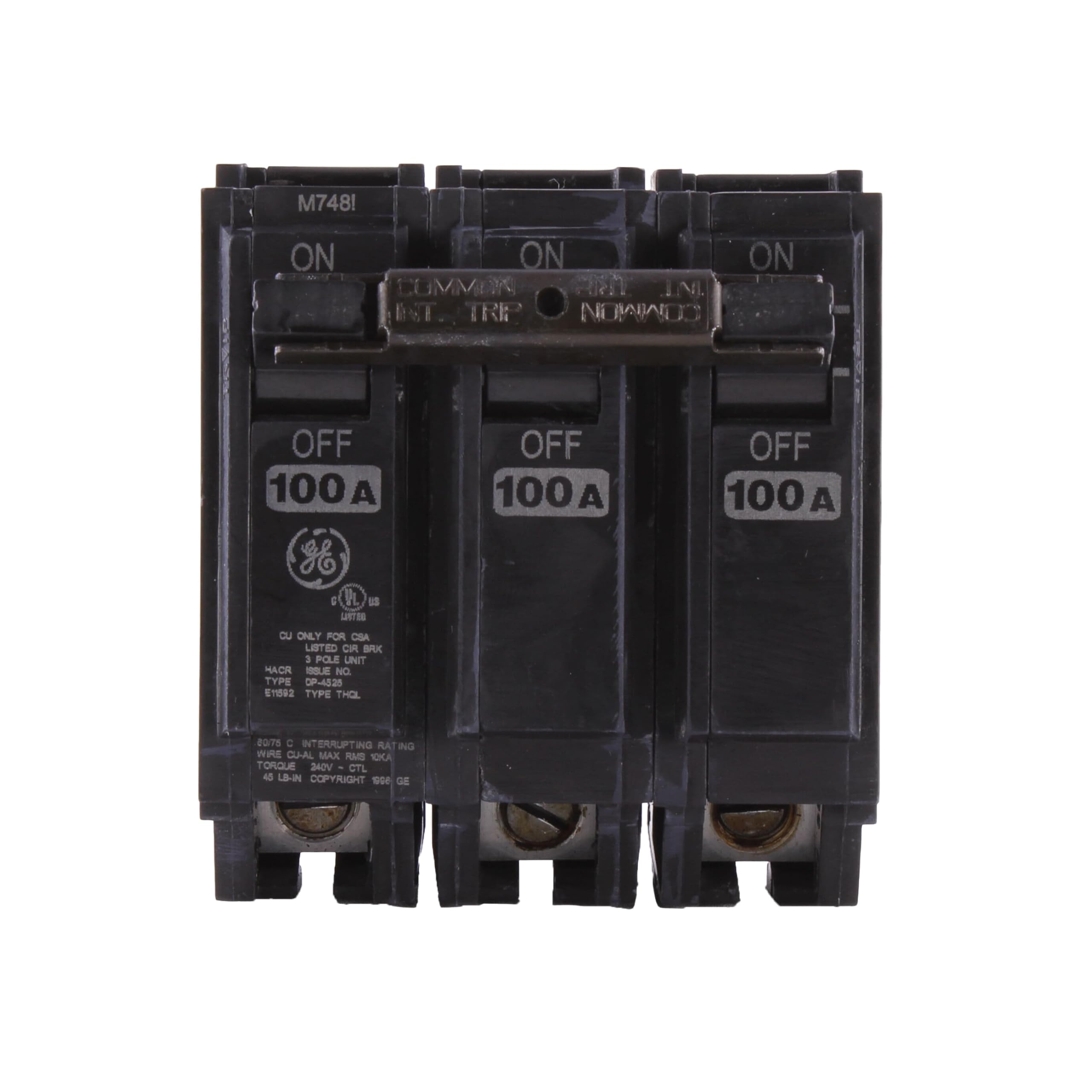 100A 3-Pole Plug-In Circuit Breaker, 120/240V - Ideal for Residential & Commercial Electrical Panels, HVAC Systems, and Industrial Equipment