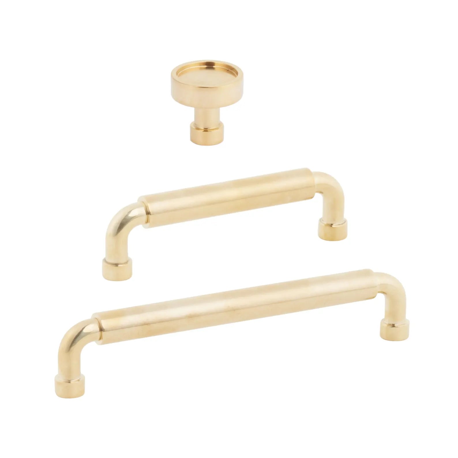 Vintage Unlacquered Brass Nolan Cabinet Knobs and Pulls - Solid Brass Cabinet Hardware for Kitchen, Bathroom & Furniture (Set of 10) - Perfect for Farmhouse, Industrial & Rustic Home Decor