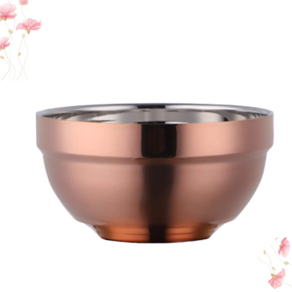 Cabilock Double Walled Stainless Steel Bowls - Heat Insulated Soup, Rice & Salad Bowls for Hot & Cold Foods (Rose Gold) - Perfect for Dining, Camping & Meal Prep