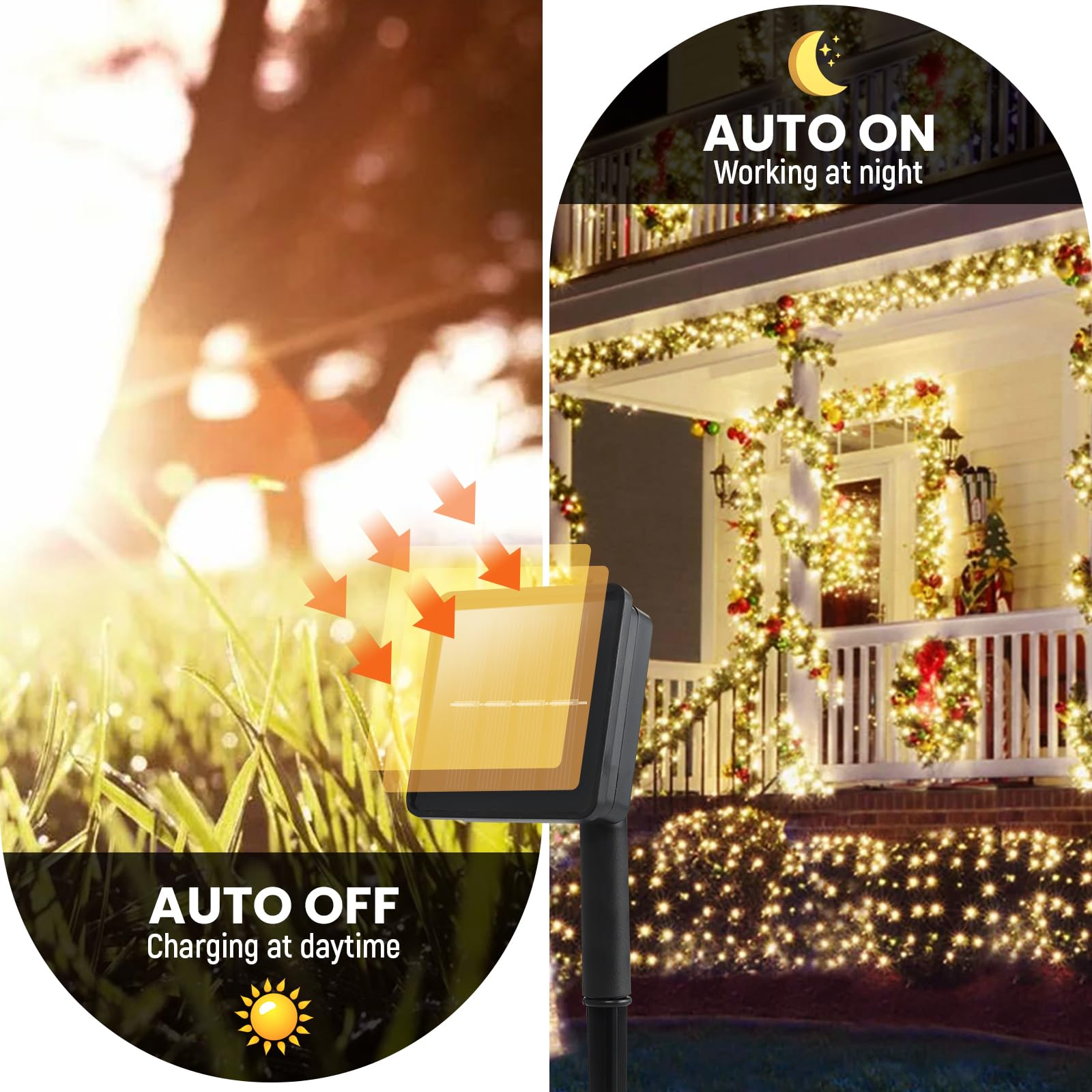 2 Pack 100 LED Solar String Lights Outdoor Waterproof - 100ft Solar Fairy Lights with 8 Lighting Modes for Garden, Courtyard, Trees - Warm White | Perfect for Patio Decor, Backyard Parties & Wedding Lighting