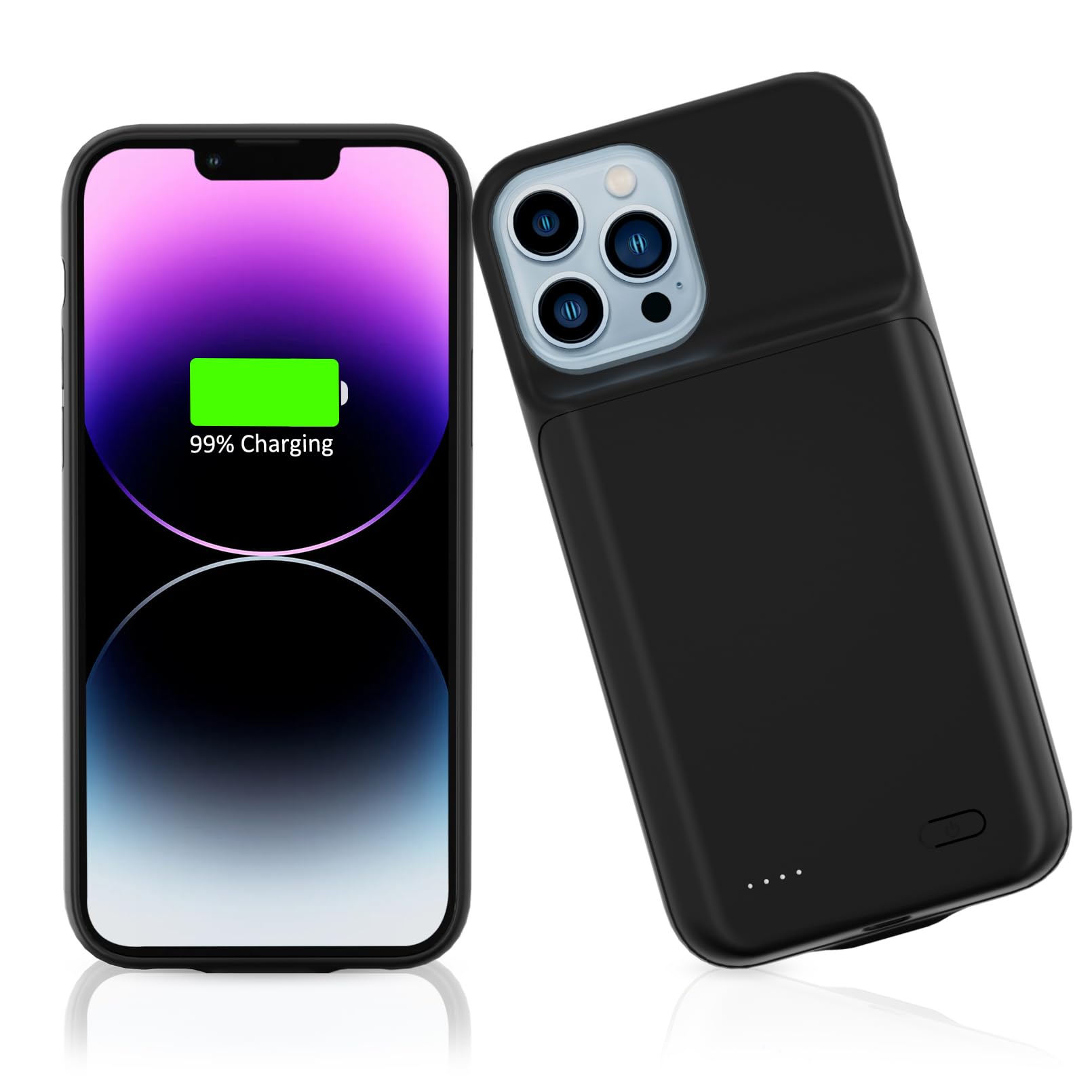 Gladgogo 8500mAh Extended Battery Case for iPhone 14 Pro Max (6.7 inch) - Protective Charging Cover & Portable Power Bank - Perfect for Travel, Work & Outdoor Activities - Black