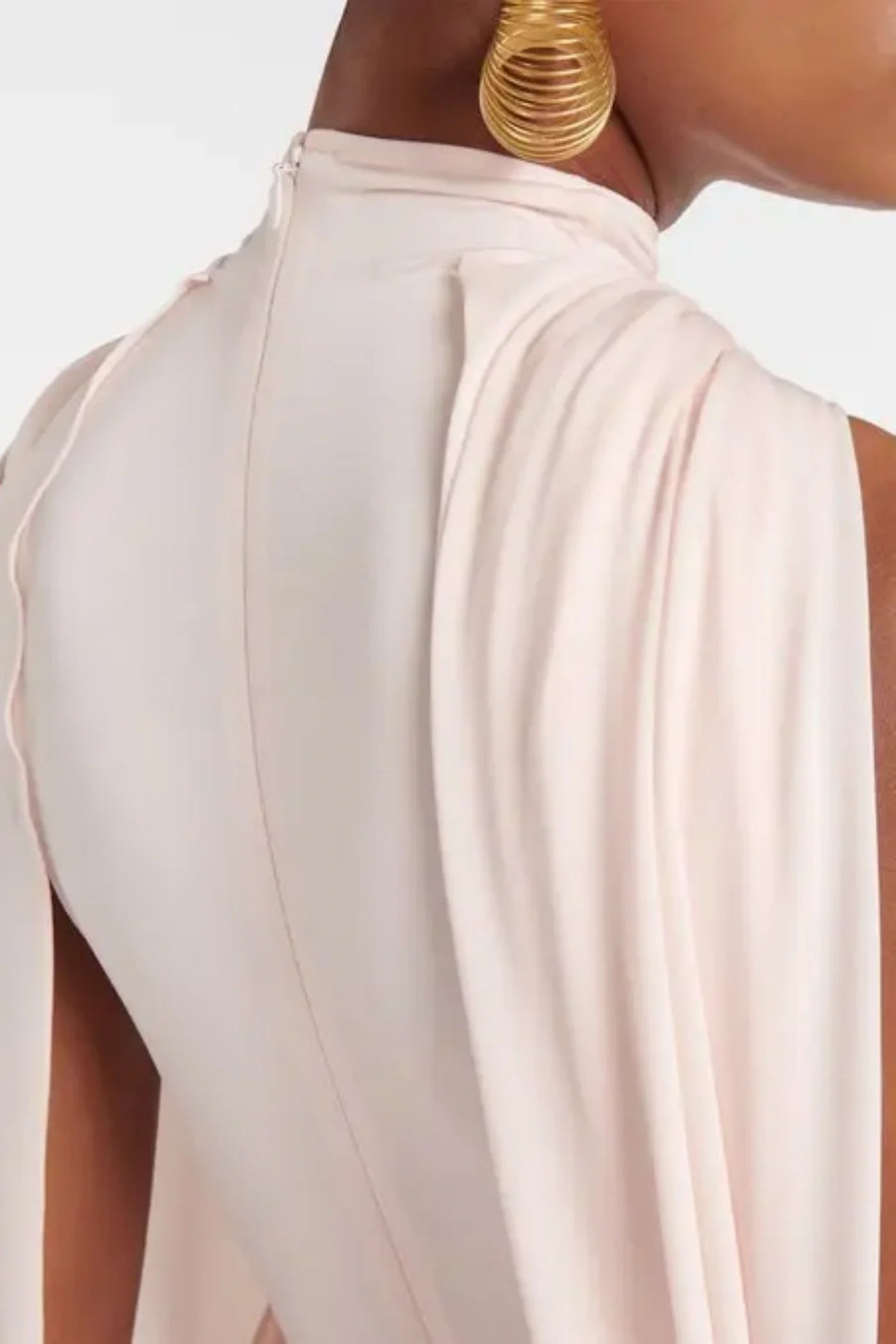 Elegant Asymmetric Cape Draped Midi Dress for Women | Chic Party & Evening Wear | Perfect for Weddings, Cocktail Events & Date Nights