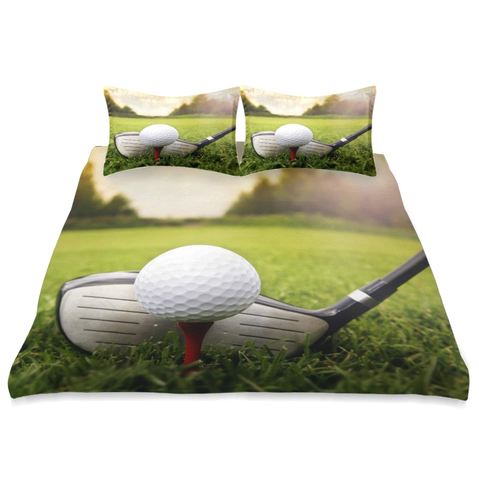 Premium King Size Golf Ball Design Comforter Cover Set - 3 Piece Soft All-Season Bedding (90