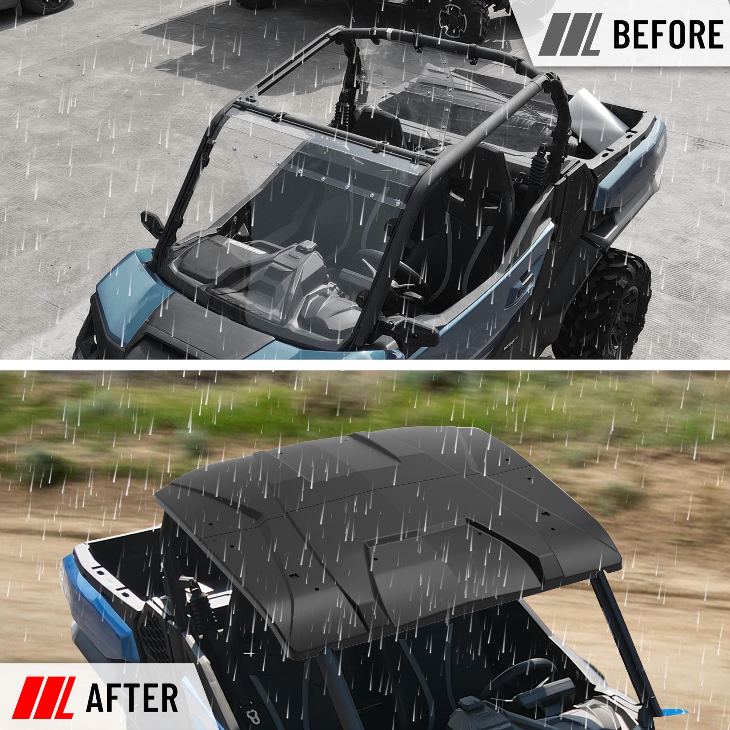 SAUTVS 2-Piece Hard Poly Roof with Sun Visor for Can-Am Trail Sport (2018-2025) & Commander (2021-2025) - Durable ATV UTV Accessories Replacement for OEM #715006218 - Perfect for Off-Roading, Hunting & Outdoor Adventures