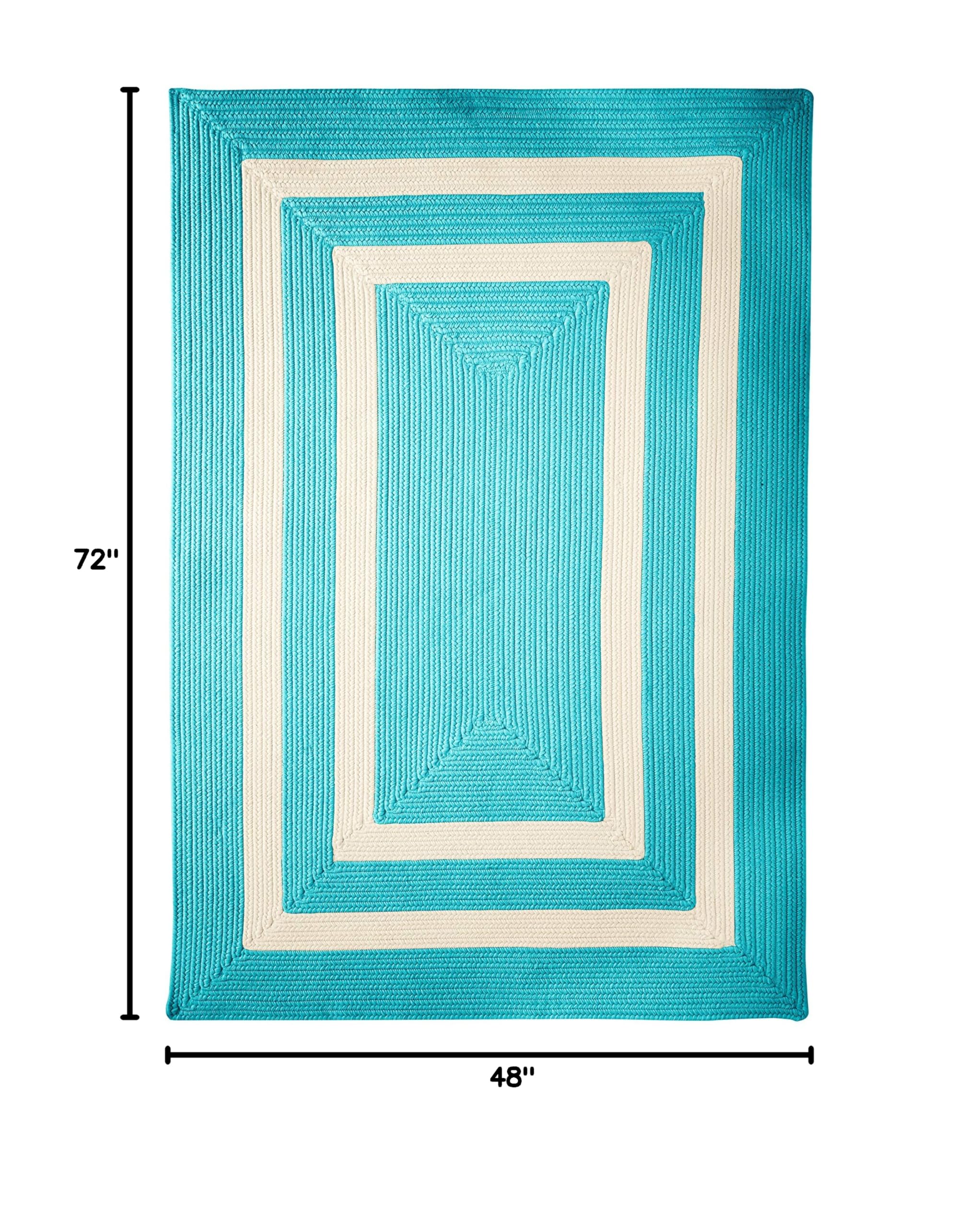 La Playa Rugs 4x6 Feet Aqua Blue Coastal Beach Area Rug - Soft Woven Indoor/Outdoor Carpet for Living Room, Bedroom, Patio & Poolside Decor