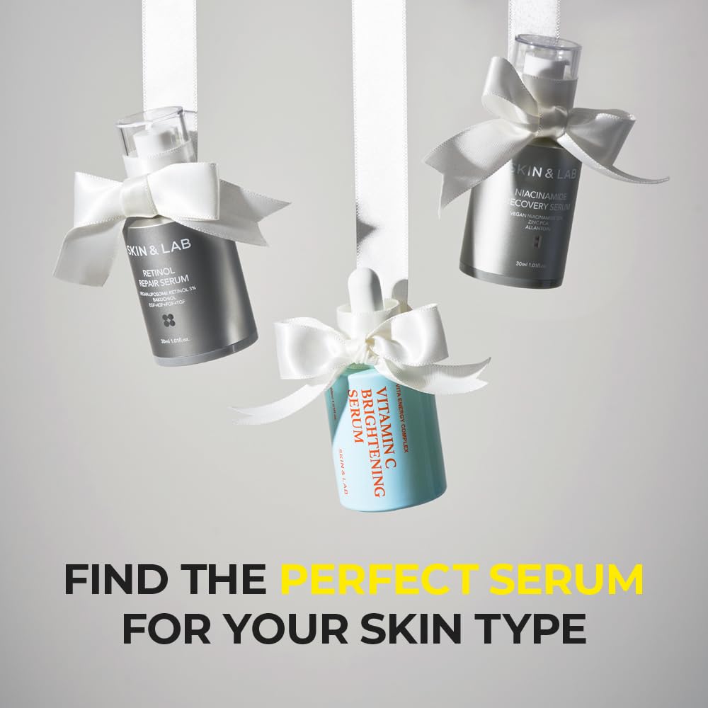 SKIN&LAB Essential Serum Set - Vitamin C Serum, Retinol Serum & Niacinamide Serum | Korean Skincare Gift Set for Brightening, Anti-Aging & Pore Refining | Perfect for Daily Skincare Routine & Gift Giving