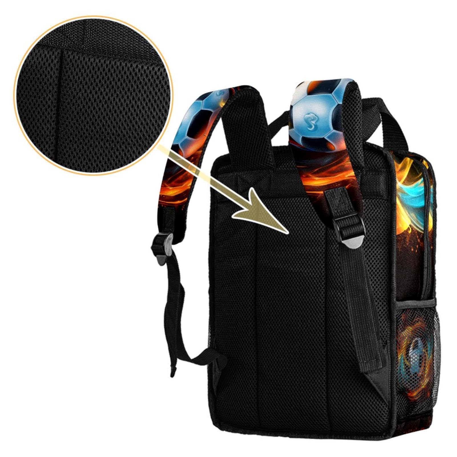 Stylish Travel Backpack for Women & Men - Durable Flaming Football Design - Perfect for Hiking, Gym, Work & School Backpack
