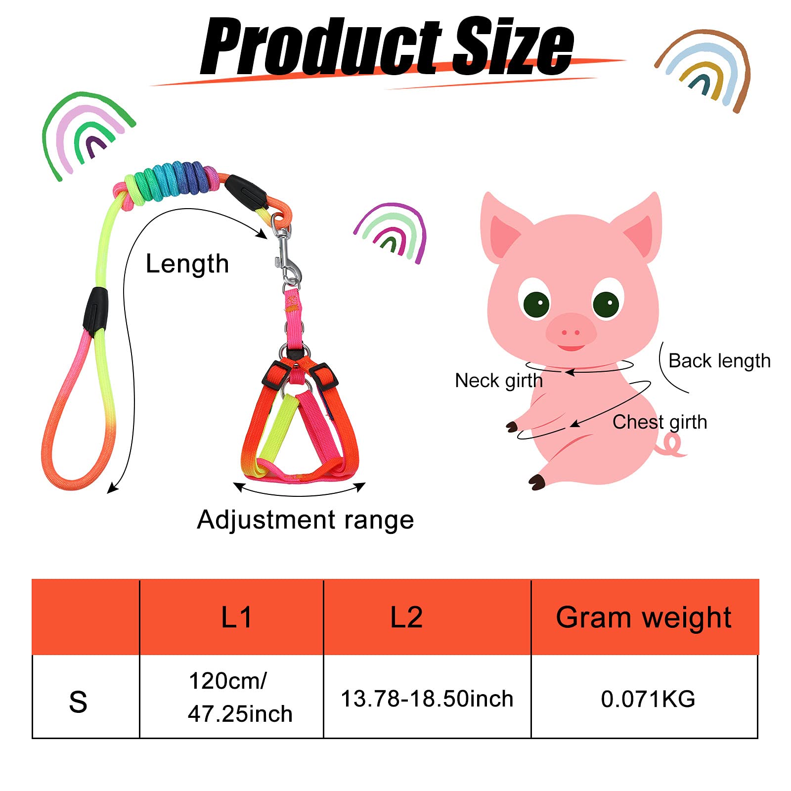 Frienda 2 Pack Adjustable Mini Pig Harness & Leash Set for Small Pets - Hog, Piggy, Ferret, Rabbit, Dog, Cat - Perfect for Walking, Training, Jogging & Outdoor Adventures
